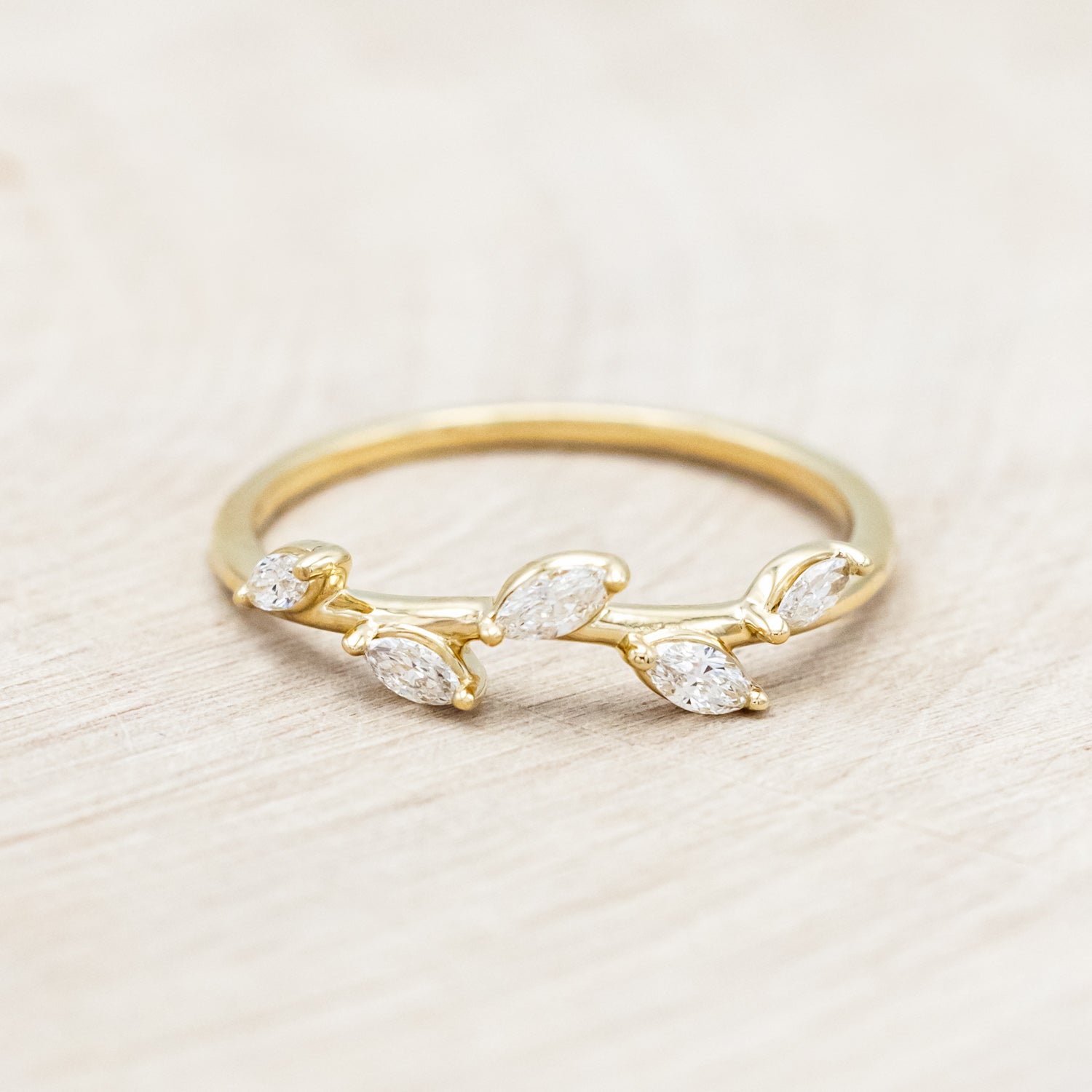 "TULIP" - MARQUISE MOISSANITE ENGAGEMENT RING WITH "IDHAL" DIAMOND STACKING BAND-Staghead Designs