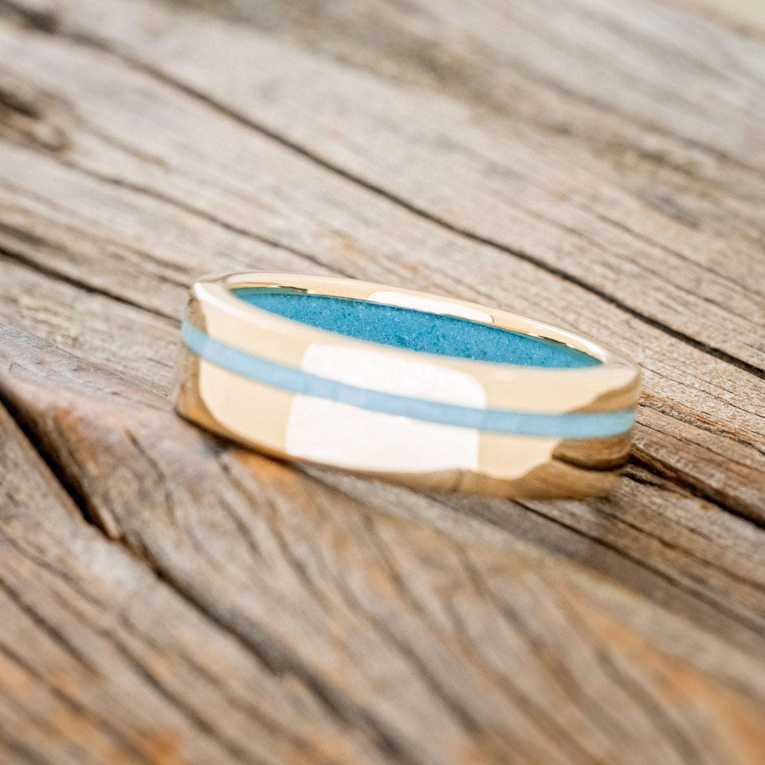 "VERTIGO" - TURQUOISE WEDDING RING FEATURING A TURQUOISE LINED BAND-39