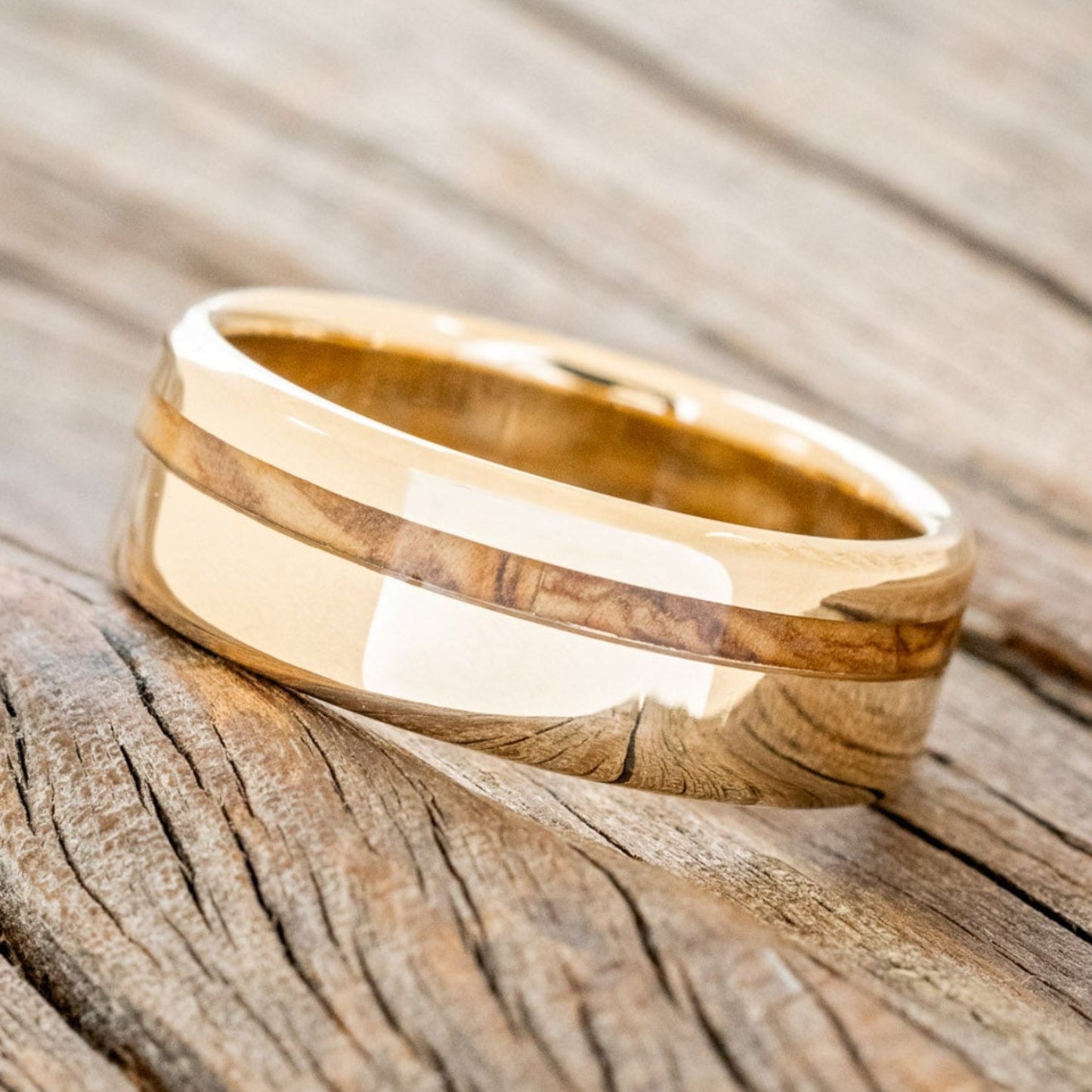 "VERTIGO" - BETHLEHEM OLIVE WOOD WEDDING BAND-17