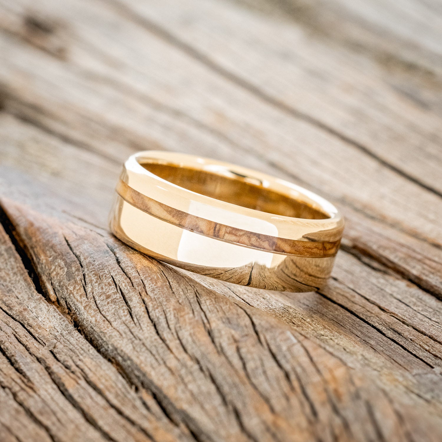 "VERTIGO" - BETHLEHEM OLIVE WOOD WEDDING BAND-17