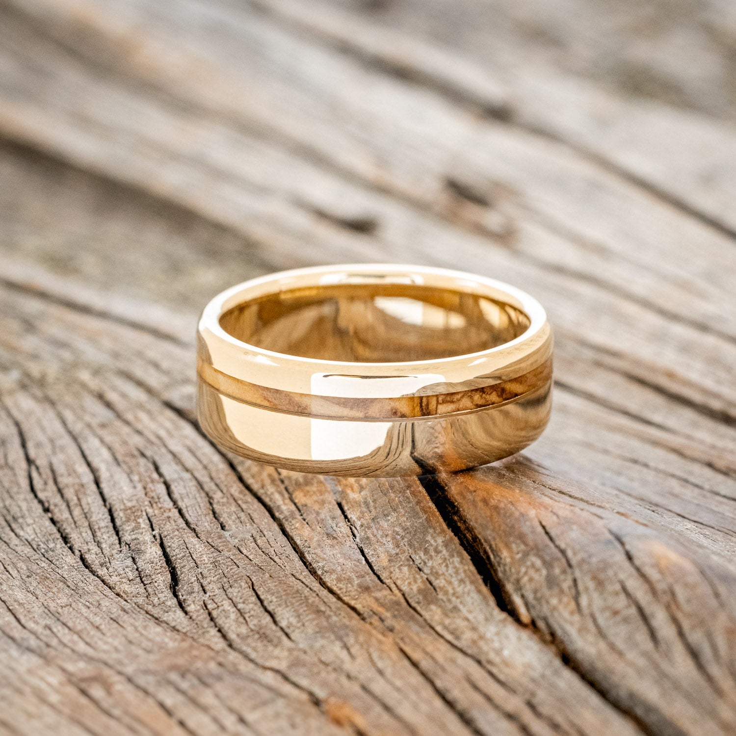 "VERTIGO" - BETHLEHEM OLIVE WOOD WEDDING BAND-18