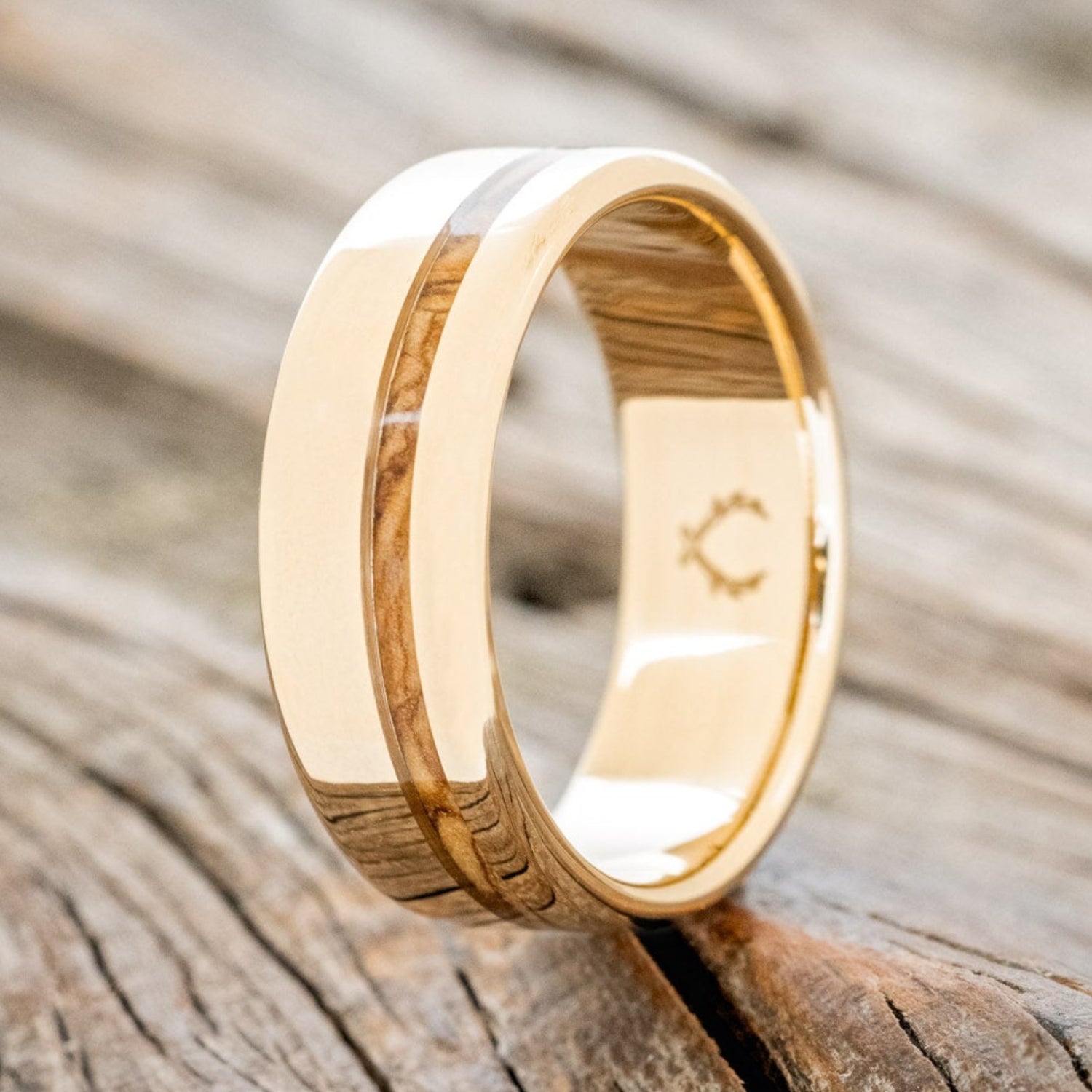 "VERTIGO" - BETHLEHEM OLIVE WOOD WEDDING BAND-16