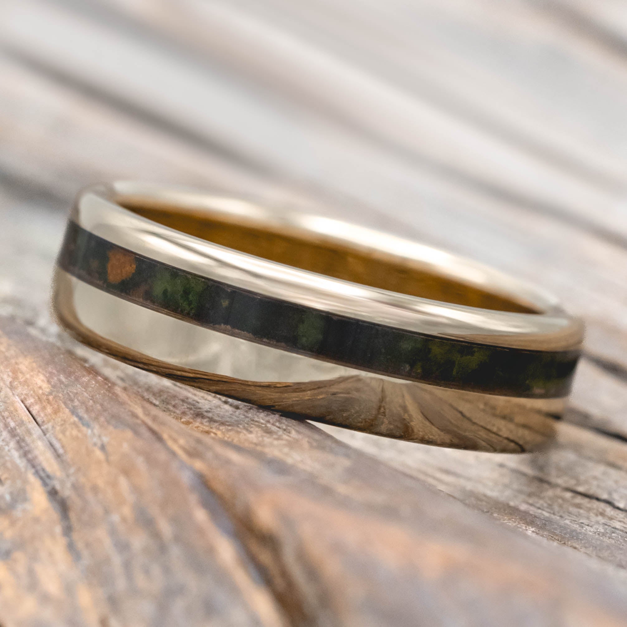 "VERTIGO" - MOSSY PATINA COPPER WEDDING BAND-Staghead Designs