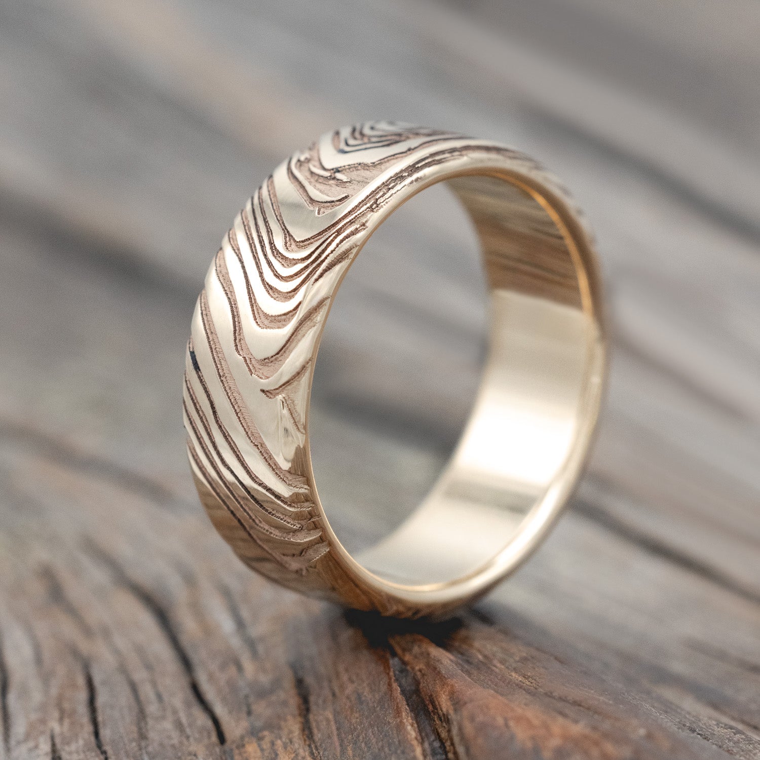 WOODGRAIN PATTERN WEDDING BAND-Staghead Designs
