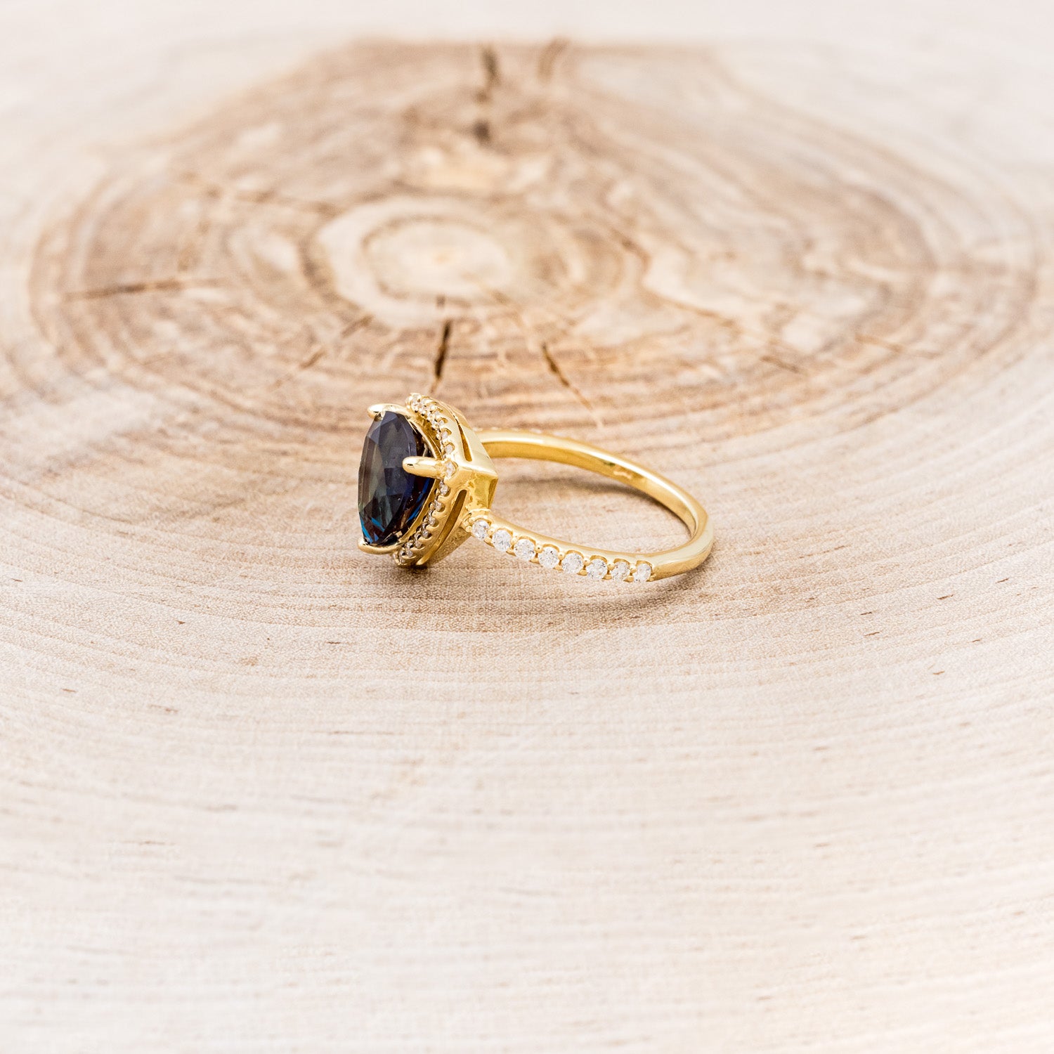 "ELENA" - TRILLION CUT LAB-GROWN ALEXANDRITE ENGAGEMENT RING WITH DIAMOND HALO & ACCENTS-3