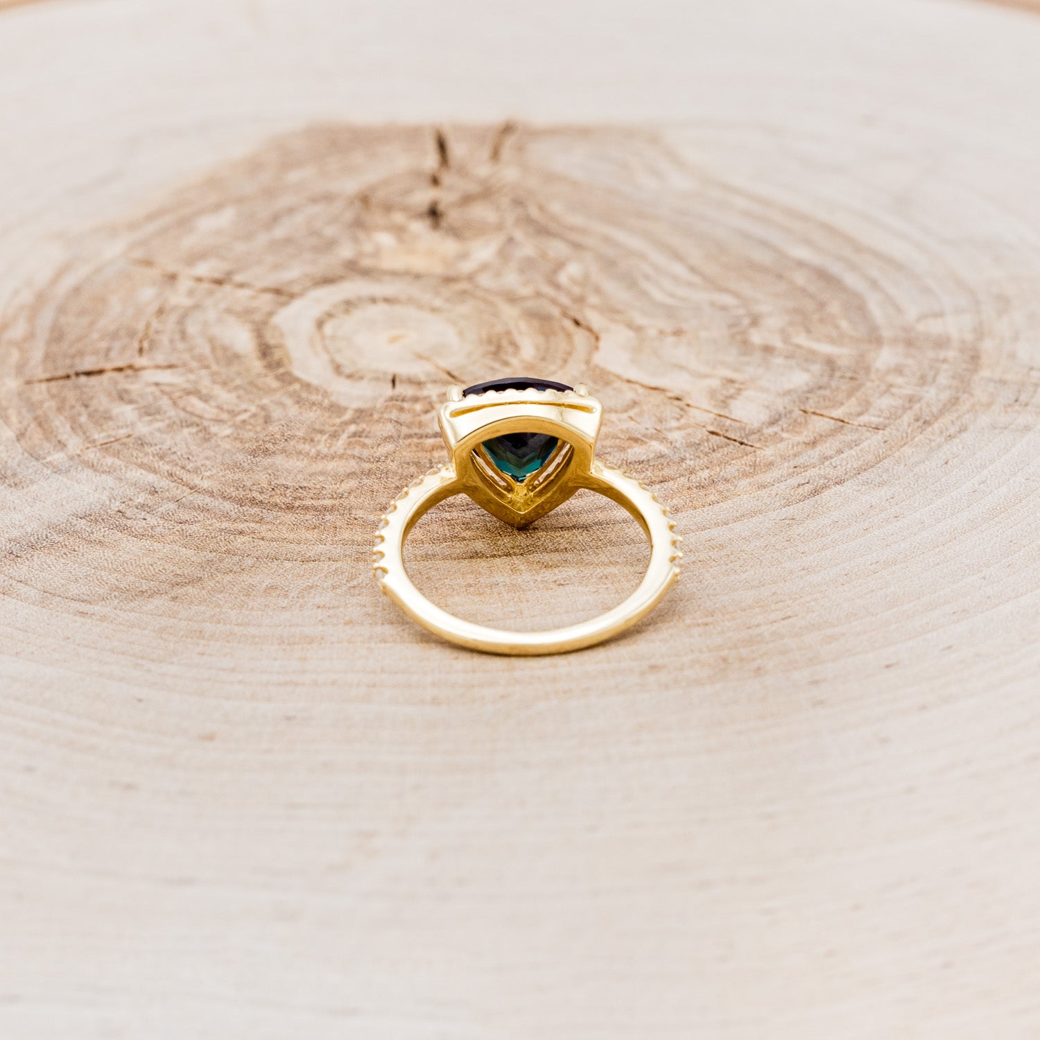 "ELENA" - TRILLION CUT LAB-GROWN ALEXANDRITE ENGAGEMENT RING WITH DIAMOND HALO & ACCENTS-5