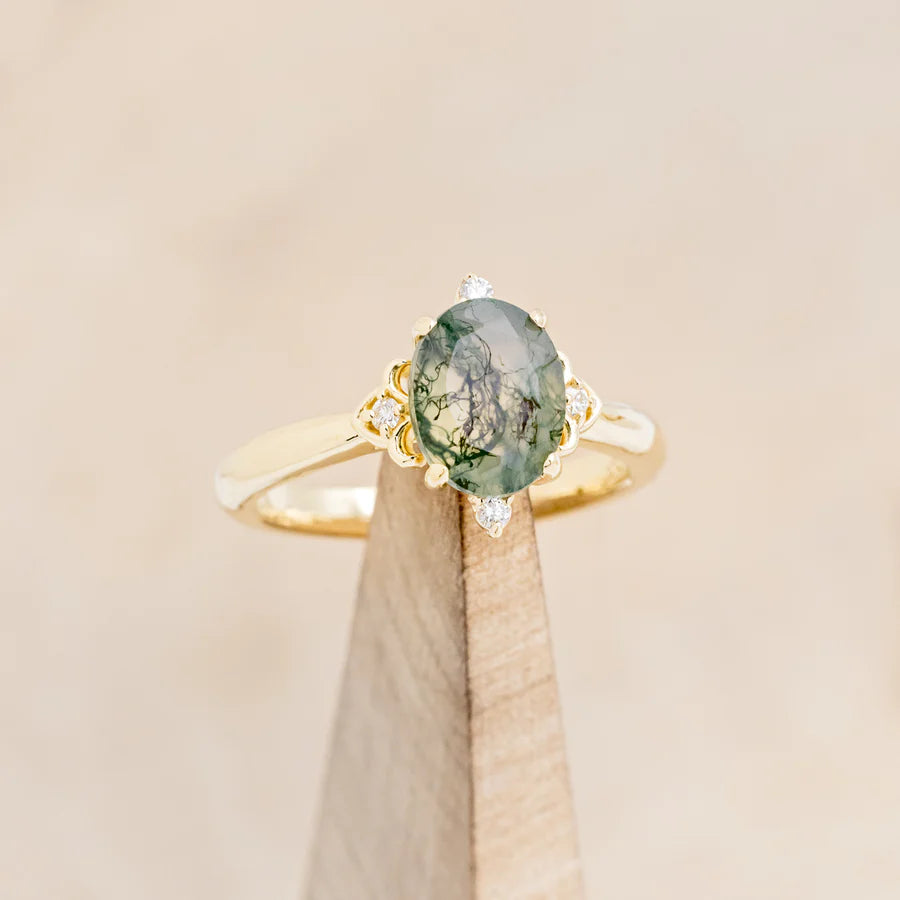 "ZELLA" - OVAL CUT ENGAGEMENT RING WITH DIAMOND ACCENTS-Staghead Designs