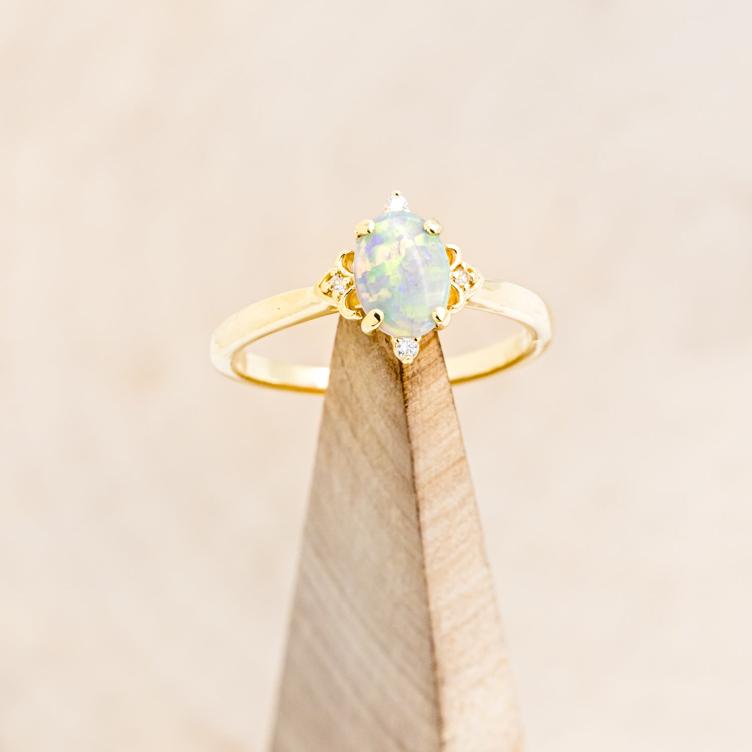 MATCHING SET OF "ZELLA" OPAL & "HELIOS" FIRE & ICE OPAL INLAY WEDDING RINGS-9