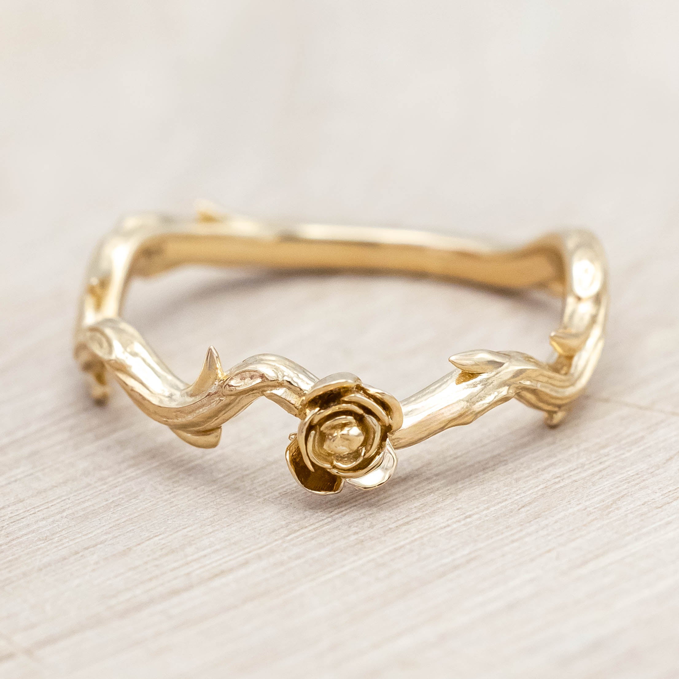 "ARTEMIS ON THE VINE DIVINE" - PEAR ENGAGEMENT RING WITH DIAMOND ACCENTS & A BRANCH-STYLE BAND-Staghead Designs