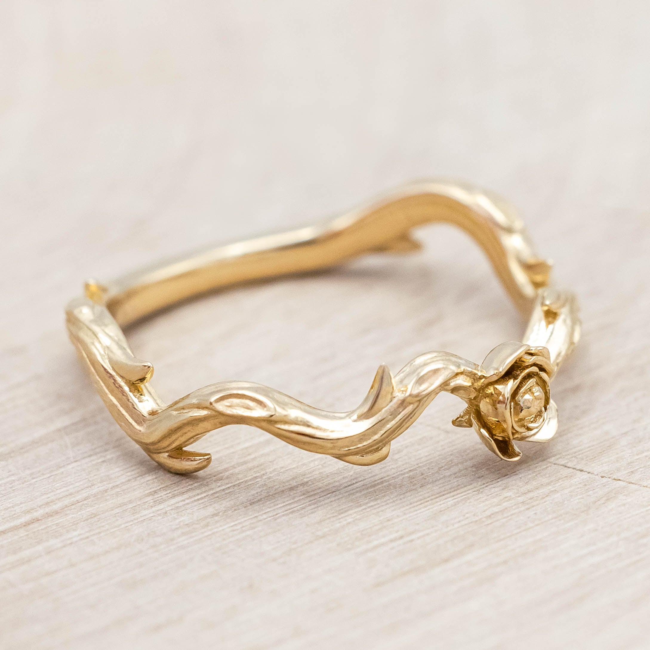 "ARTEMIS ON THE VINE DIVINE" - PEAR ENGAGEMENT RING WITH DIAMOND ACCENTS & A BRANCH-STYLE BAND-Staghead Designs