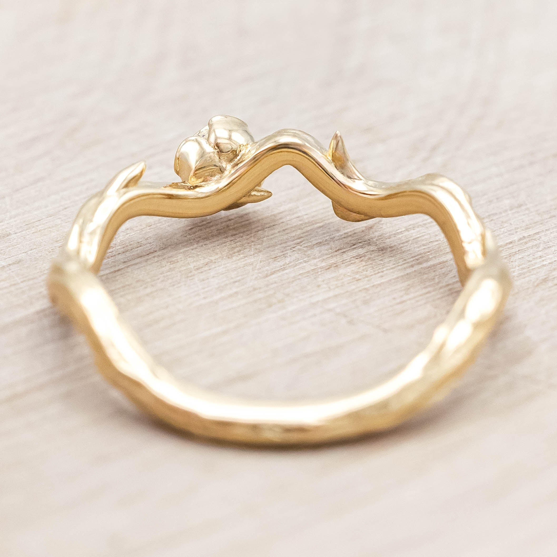 "ARTEMIS ON THE VINE DIVINE" - PEAR ENGAGEMENT RING WITH DIAMOND ACCENTS & A BRANCH-STYLE BAND-Staghead Designs