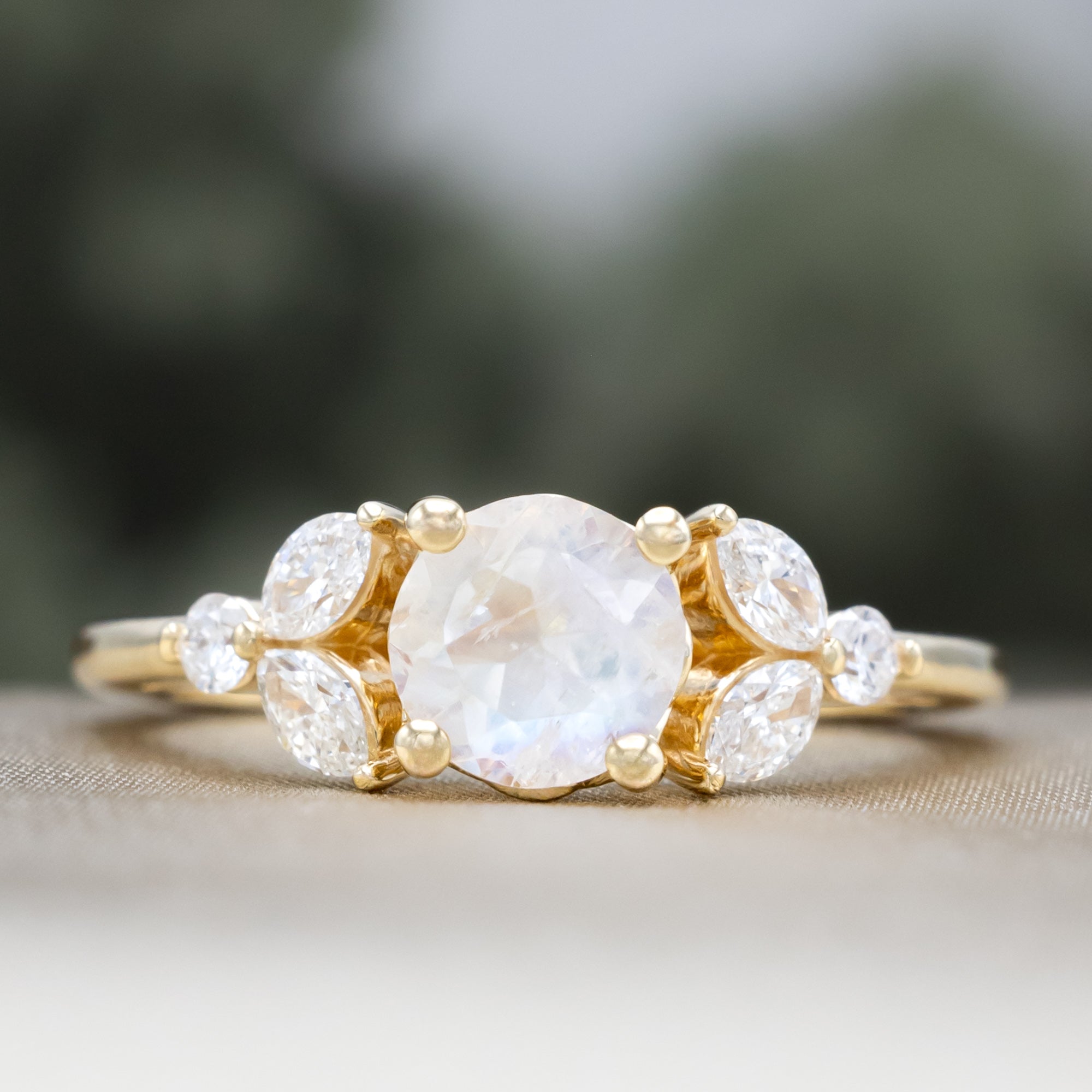 "BLOSSOM" - ROUND CUT ENGAGEMENT RING WITH DIAMOND ACCENTS-Staghead Designs