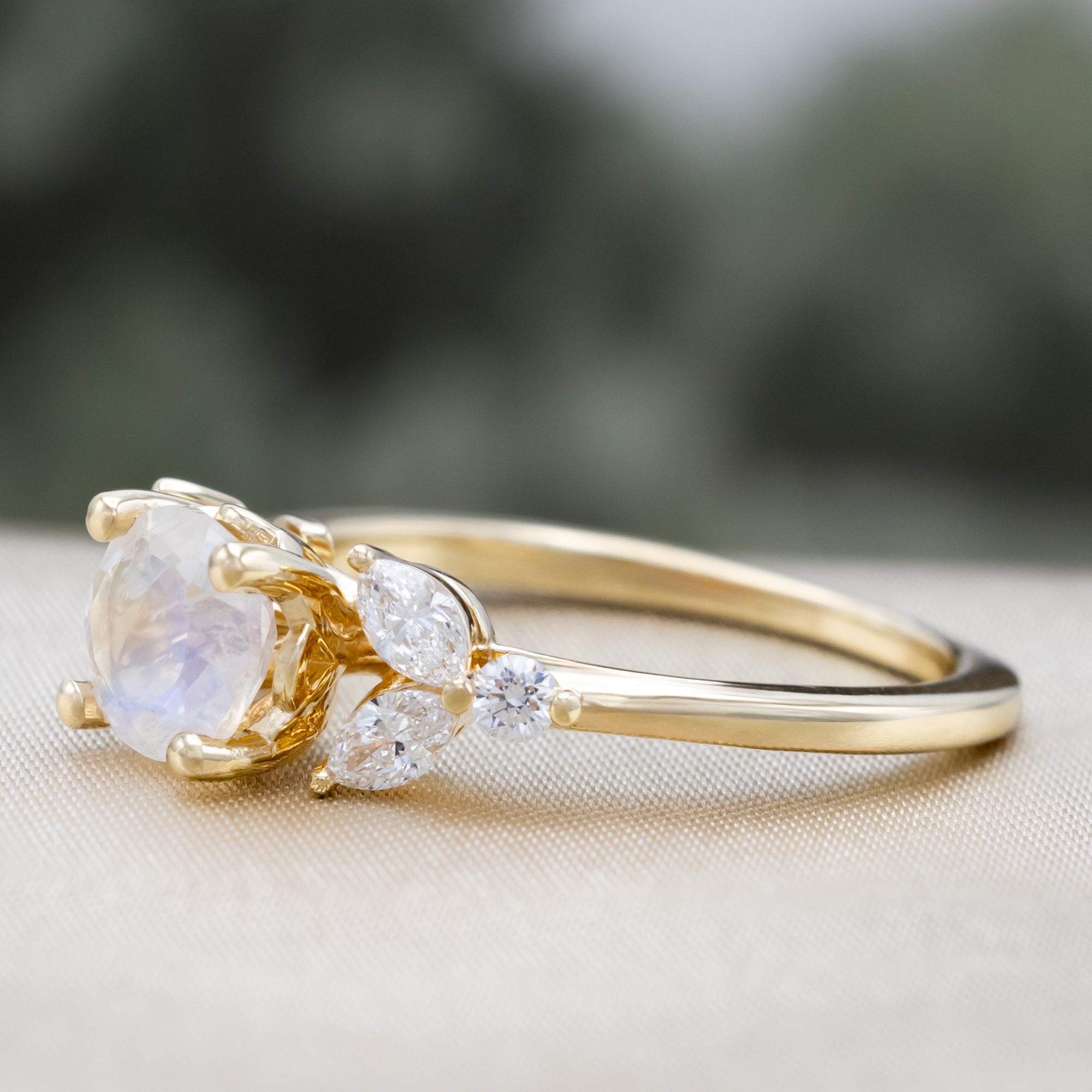 "BLOSSOM" - ROUND CUT ENGAGEMENT RING WITH DIAMOND ACCENTS-Staghead Designs