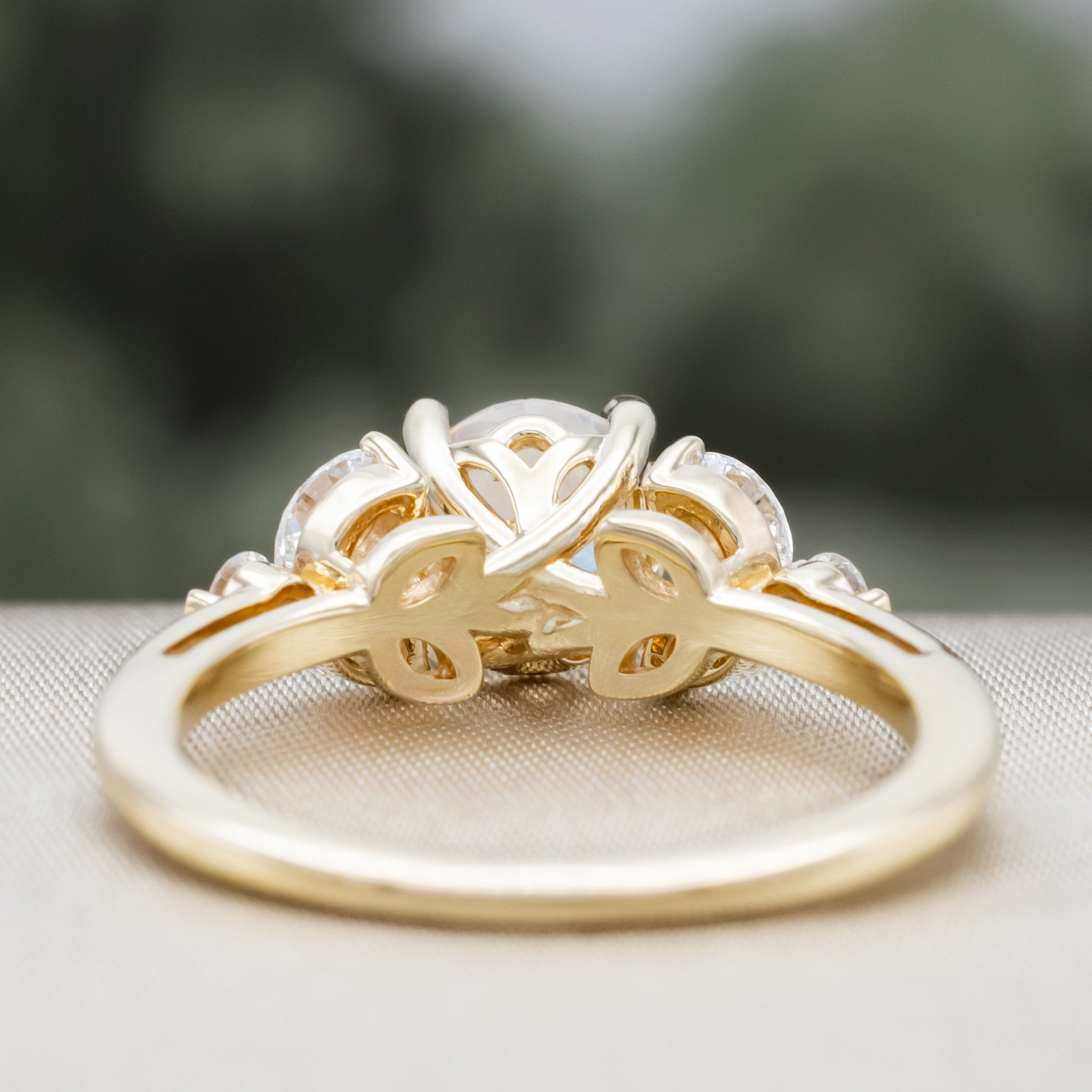 "BLOSSOM" - ROUND CUT ENGAGEMENT RING WITH DIAMOND ACCENTS-Staghead Designs