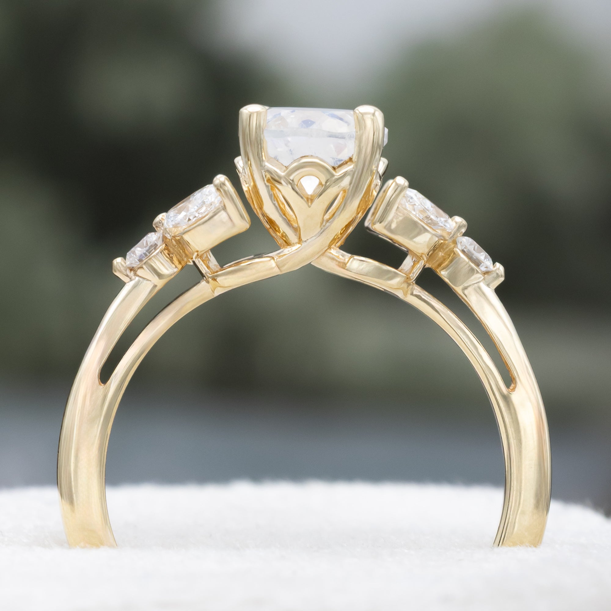 "BLOSSOM" - ROUND CUT ENGAGEMENT RING WITH DIAMOND ACCENTS-Staghead Designs