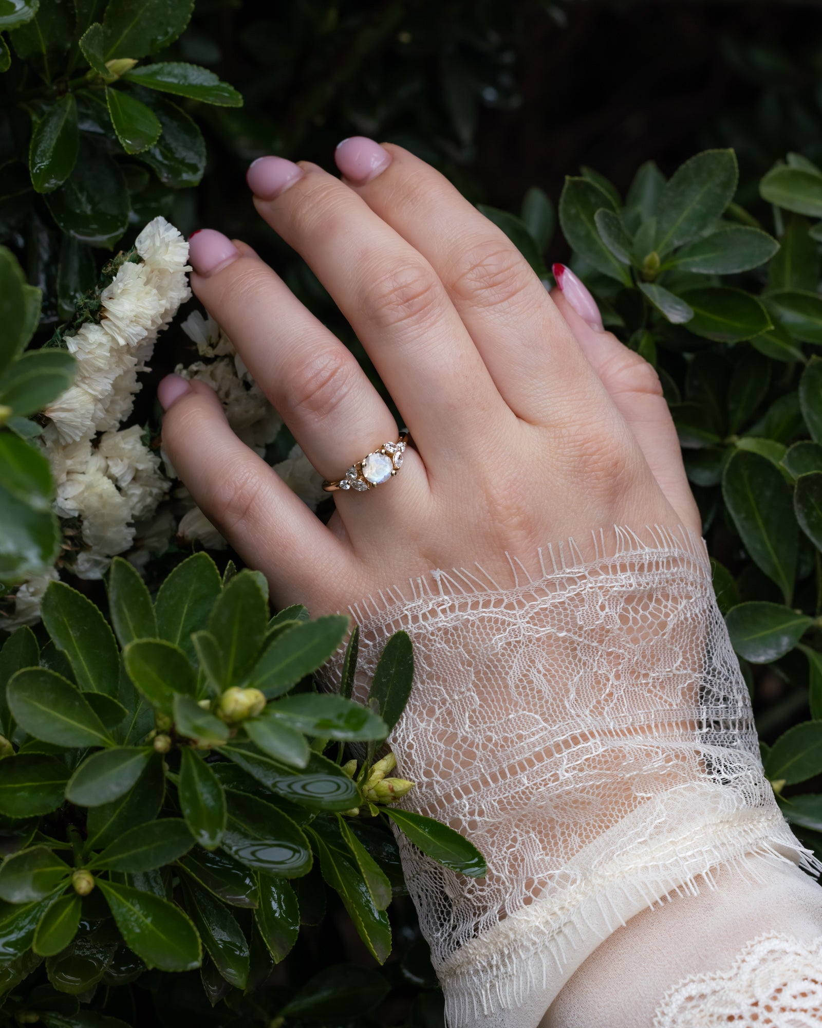 "BLOSSOM" - ROUND CUT ENGAGEMENT RING WITH DIAMOND ACCENTS-Staghead Designs