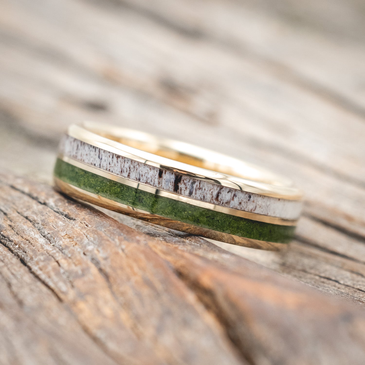 "DYAD" - MOSS & ANTLER WEDDING BAND-Staghead Designs