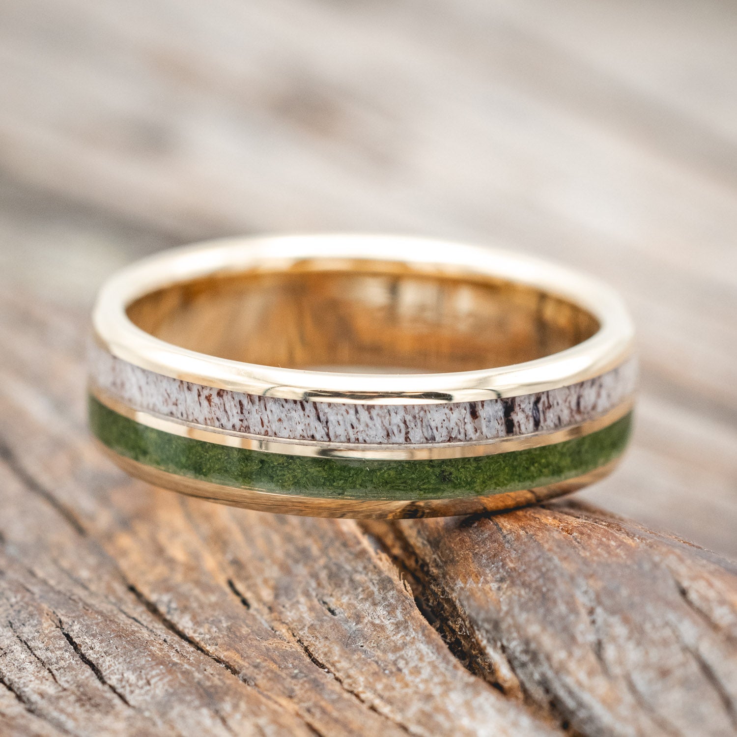 "DYAD" - MOSS & ANTLER WEDDING BAND-Staghead Designs
