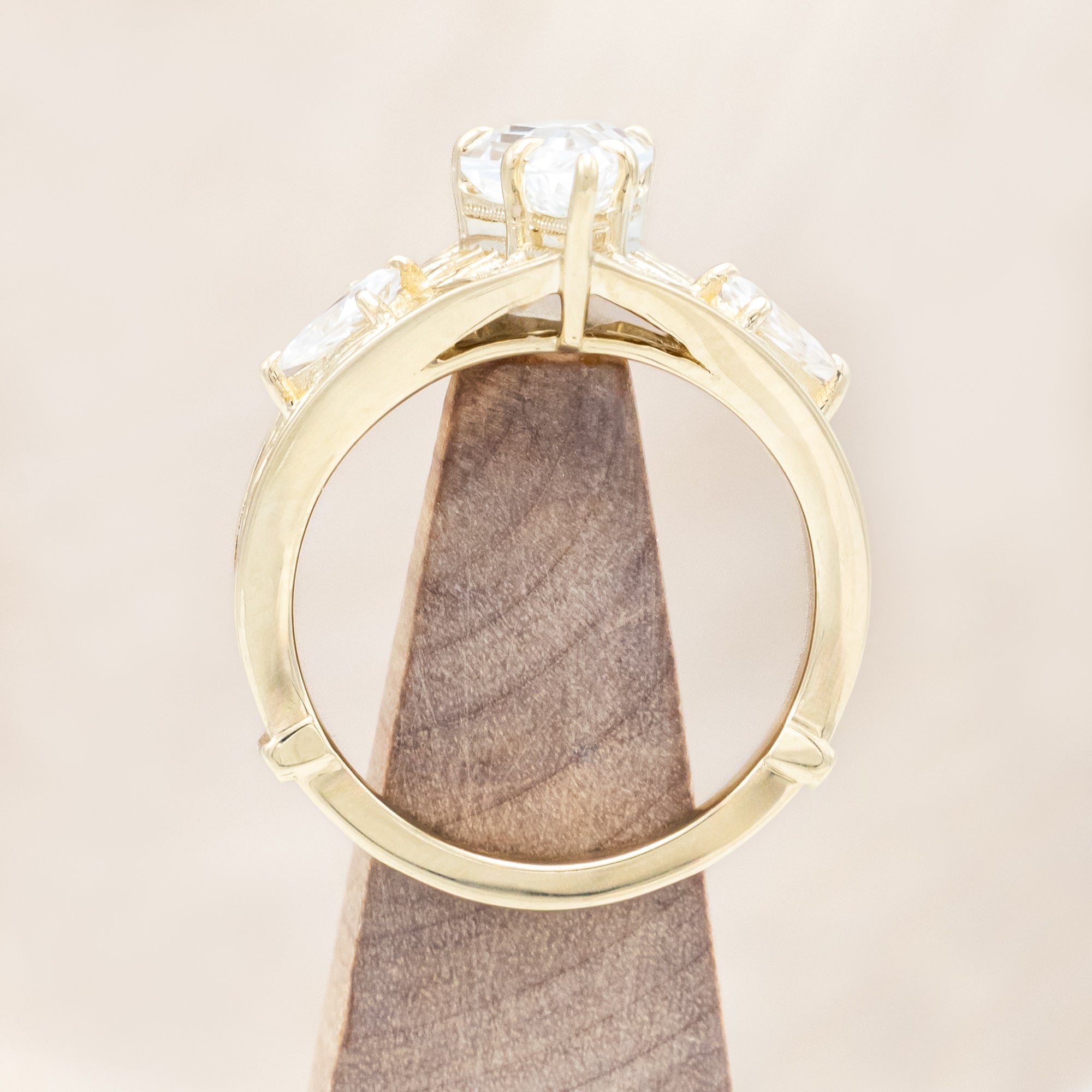 "IRIDESSA" - KITE CUT MOISSANITE ENGAGEMENT RING WITH FILIGREE & MOISSANITE ACCENTS-Staghead Designs