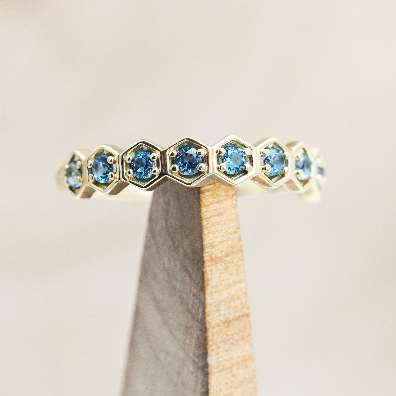 LONDON BLUE TOPAZ HEXAGON STACKING BAND-Staghead Designs