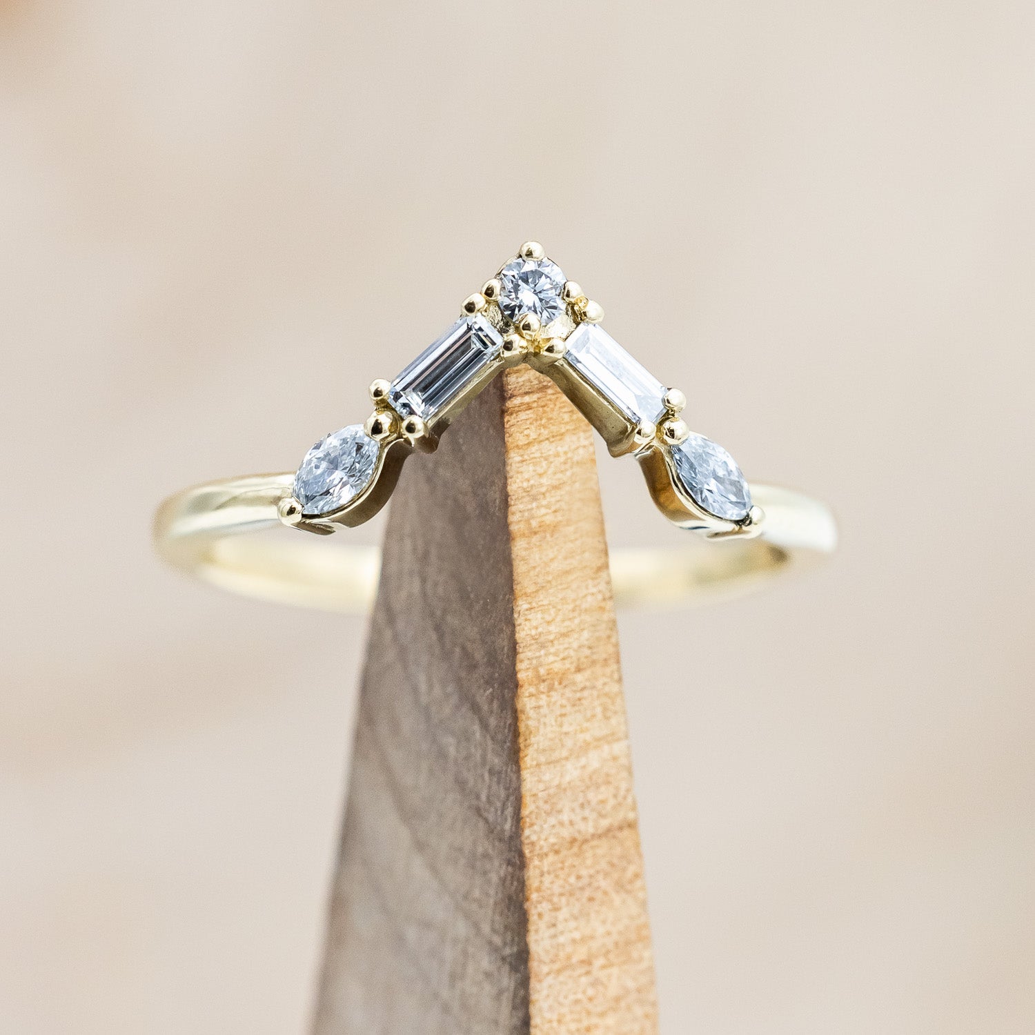 "TULIP" - MARQUISE MOISSANITE ENGAGEMENT RING WITH "MELODY" DIAMOND STACKING BAND-Staghead Designs