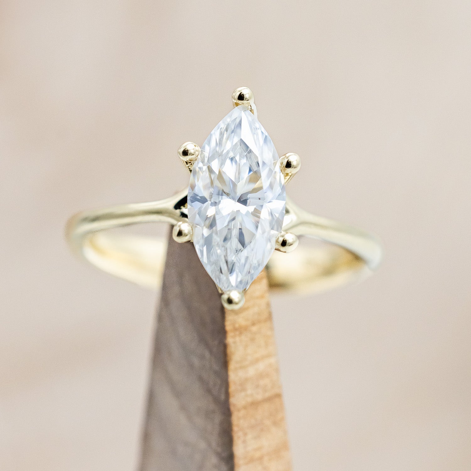 "TULIP" - MARQUISE MOISSANITE ENGAGEMENT RING WITH "MELODY" DIAMOND STACKING BAND-Staghead Designs