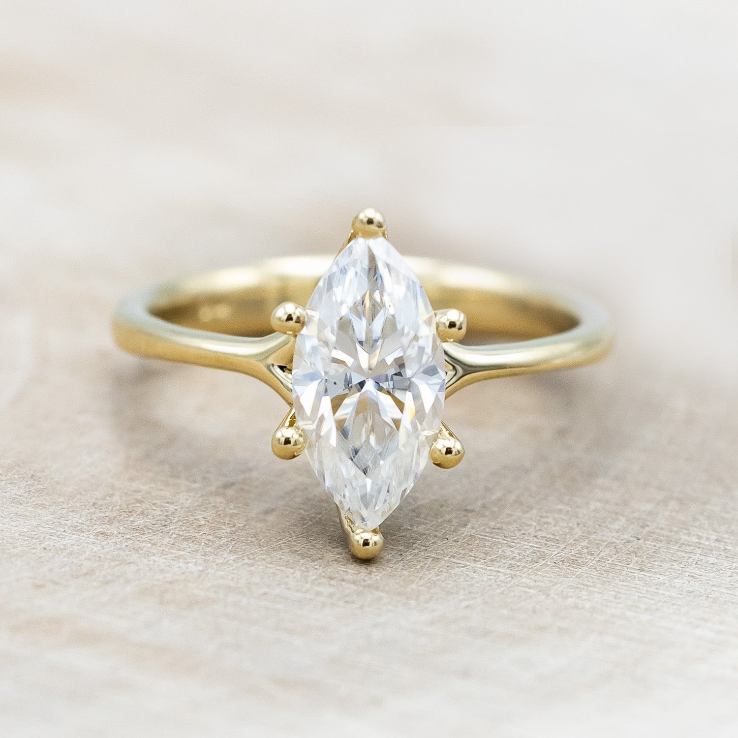 "TULIP" - MARQUISE MOISSANITE ENGAGEMENT RING WITH "MELODY" DIAMOND STACKING BAND-Staghead Designs