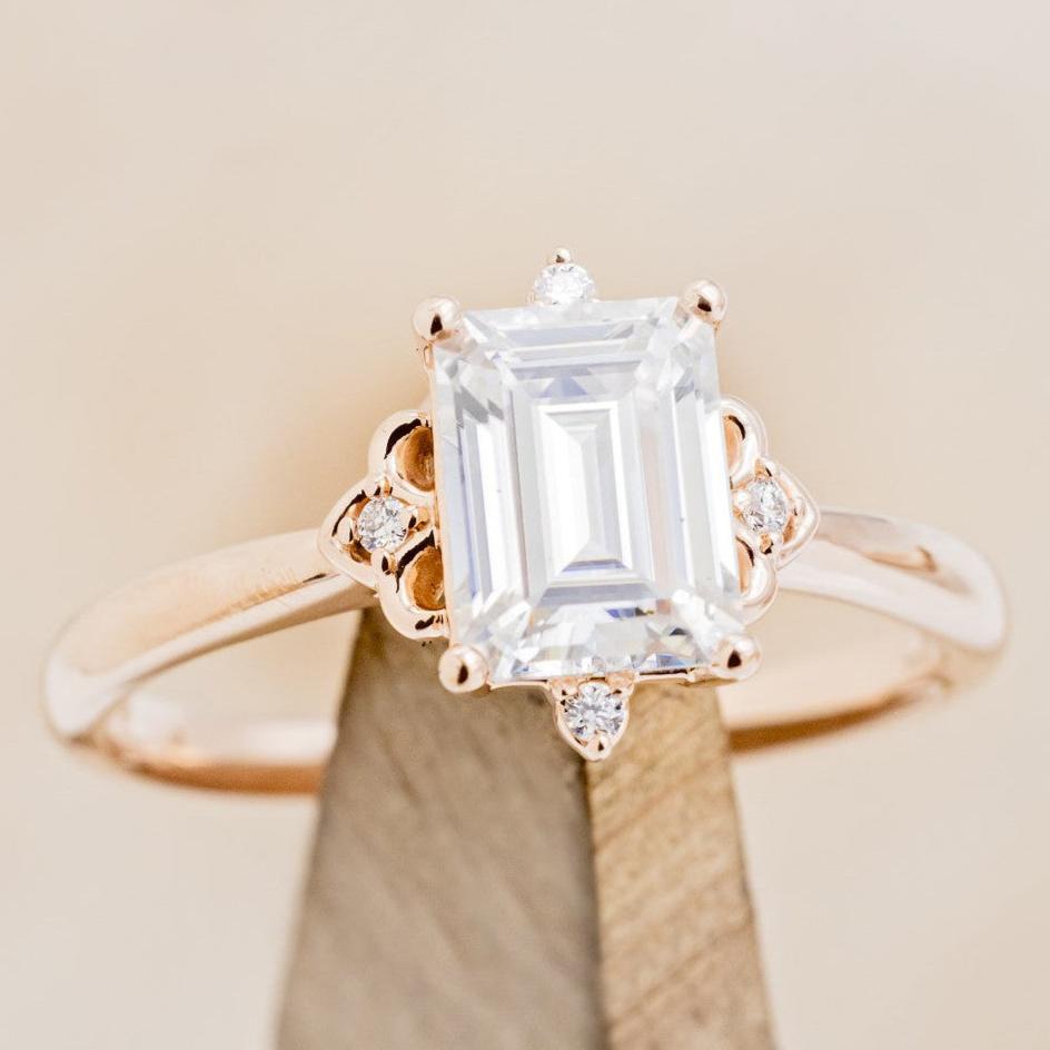 "ZELLA" - EMERALD CUT MOISSANITE ENGAGEMENT RING WITH DIAMOND ACCENTS-1