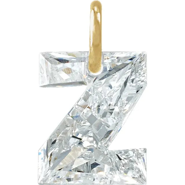 Diamond pendant shaped like the letter 'Z' on a white background