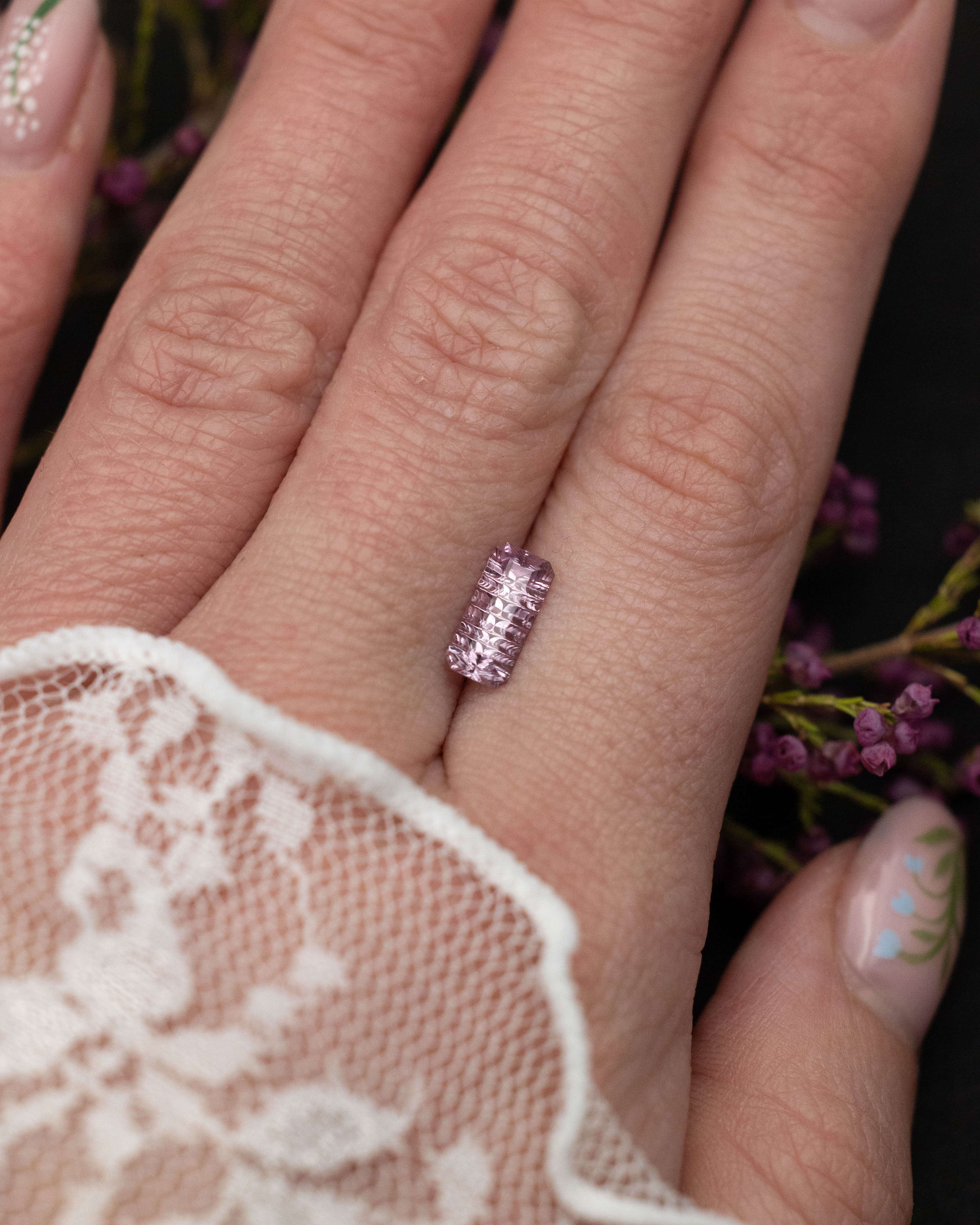 1.35ct 9.3x4.4x3.55mm DEEP CONCAVE RECTANGLE CUT DRAGON MALAYA GARNET-Staghead Designs