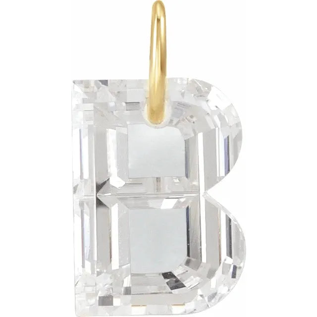 Diamond pendant shaped like the letter 'B' on a white background