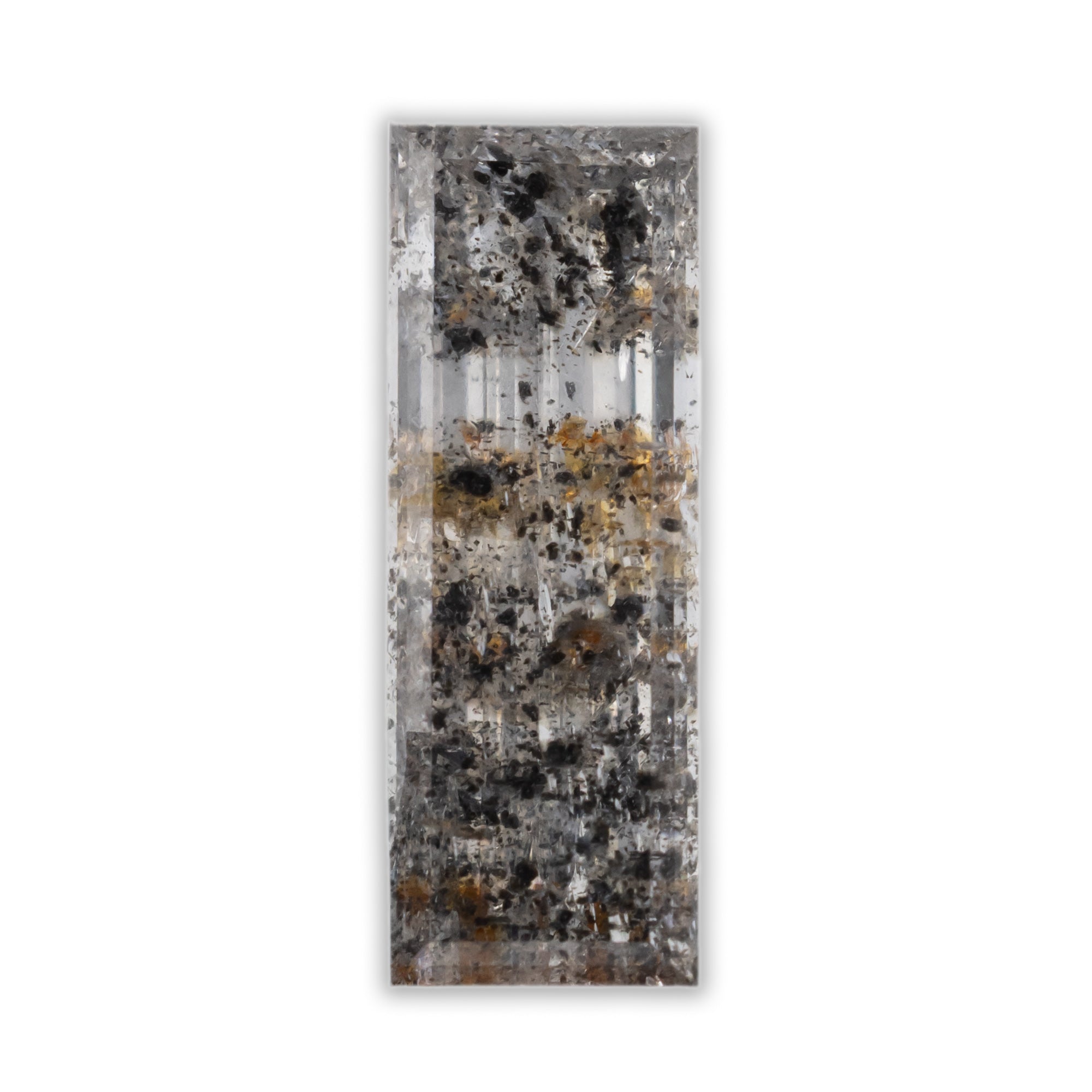 baguette salt & pepper diamond with brown & black bi- coloring on a white background