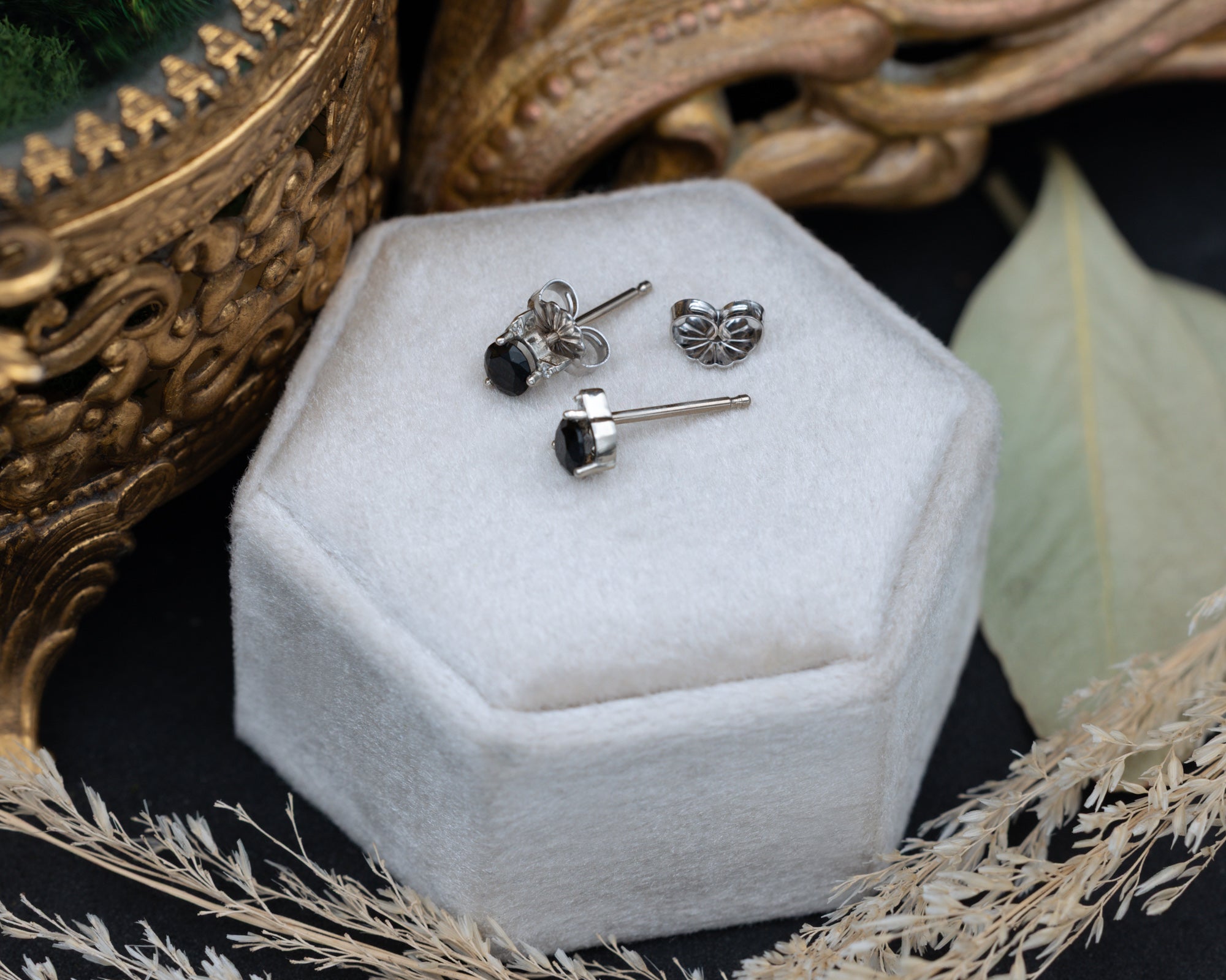 Cat Stud Earrings With Diamond Accents-Staghead Designs