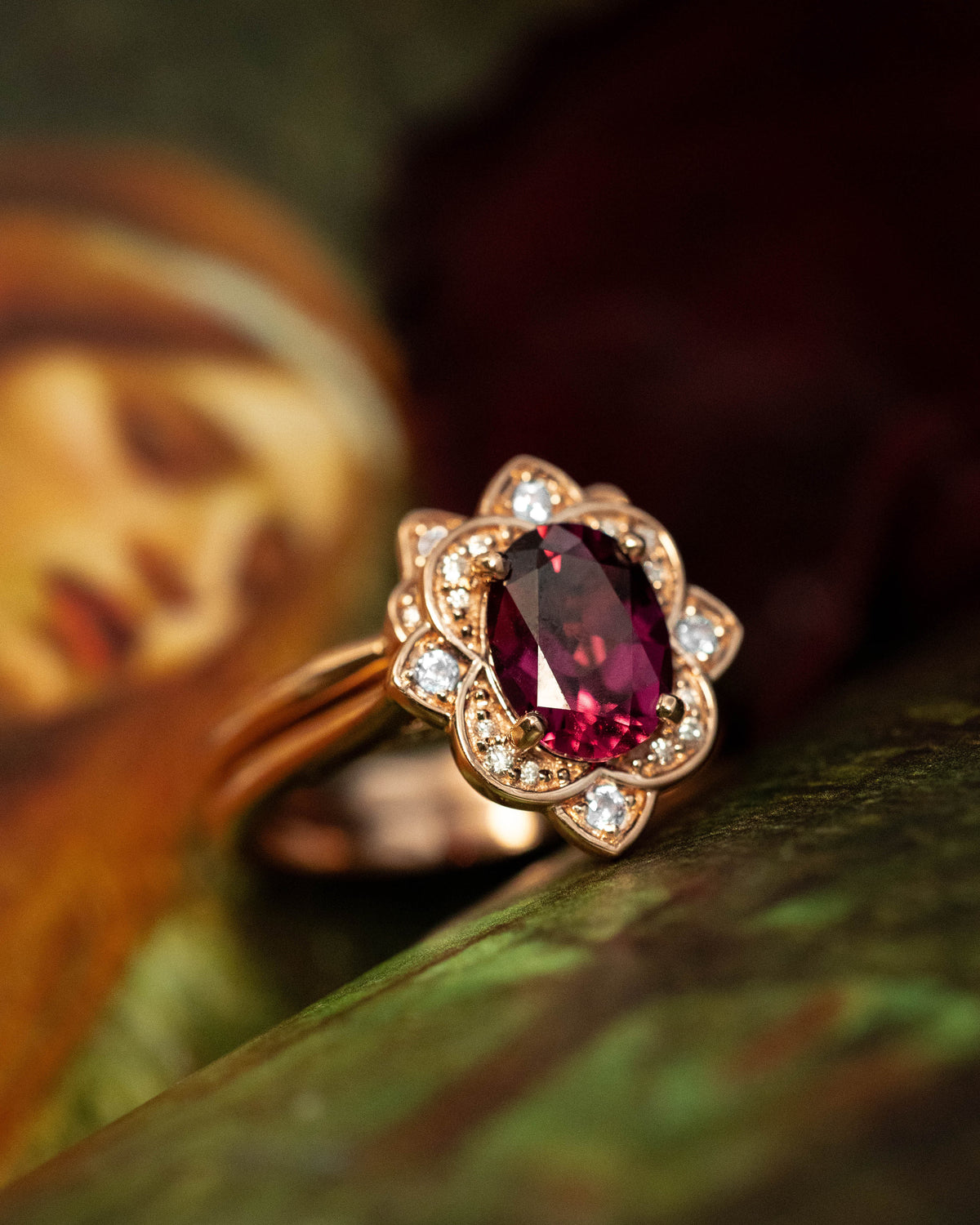 "JANE" - OVAL CUT ENGAGEMENT RING WITH DIAMOND ACCENTS-Staghead Designs