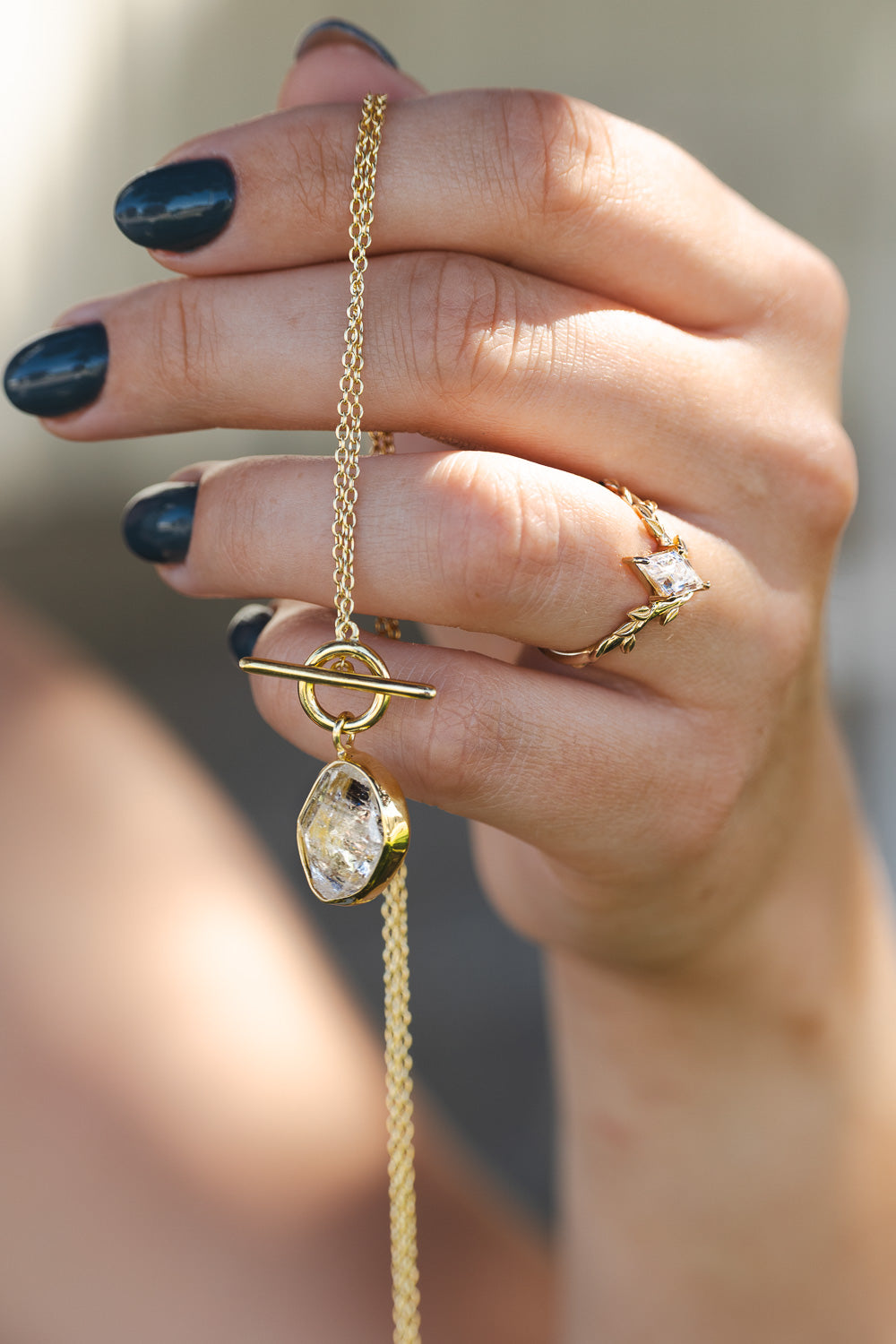 HERKIMER COLLECTION - 18K GOLD VERMEIL NECKLACE WITH HERKIMER DIAMOND QUARTZ - BY JORGE REVILLA-Staghead Designs