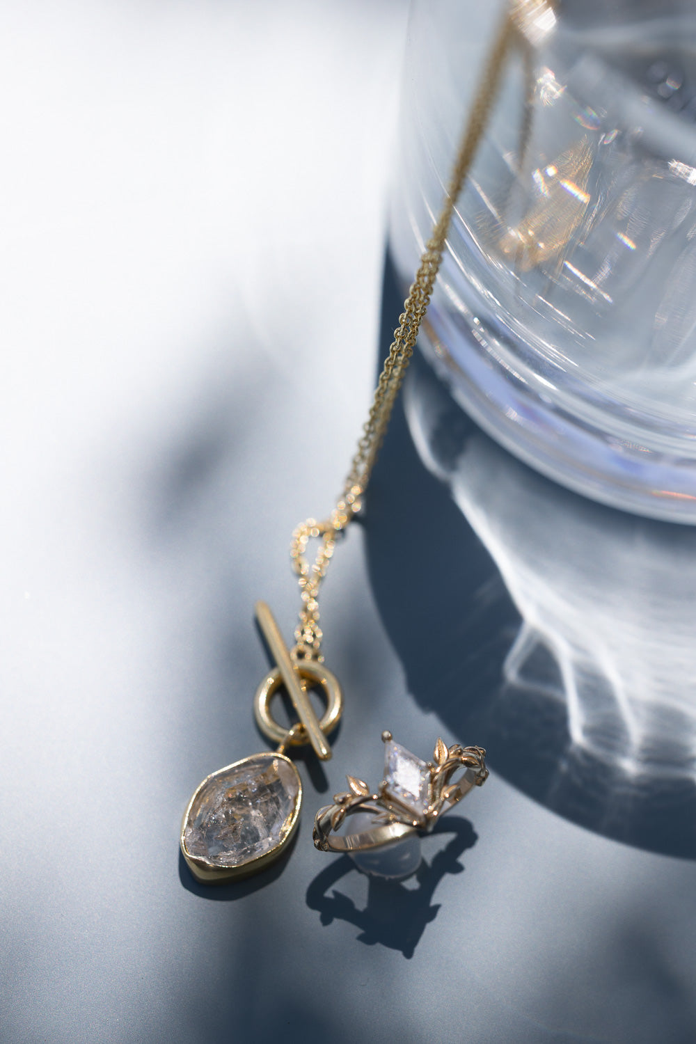 HERKIMER COLLECTION - 18K GOLD VERMEIL NECKLACE WITH HERKIMER DIAMOND QUARTZ - BY JORGE REVILLA-Staghead Designs
