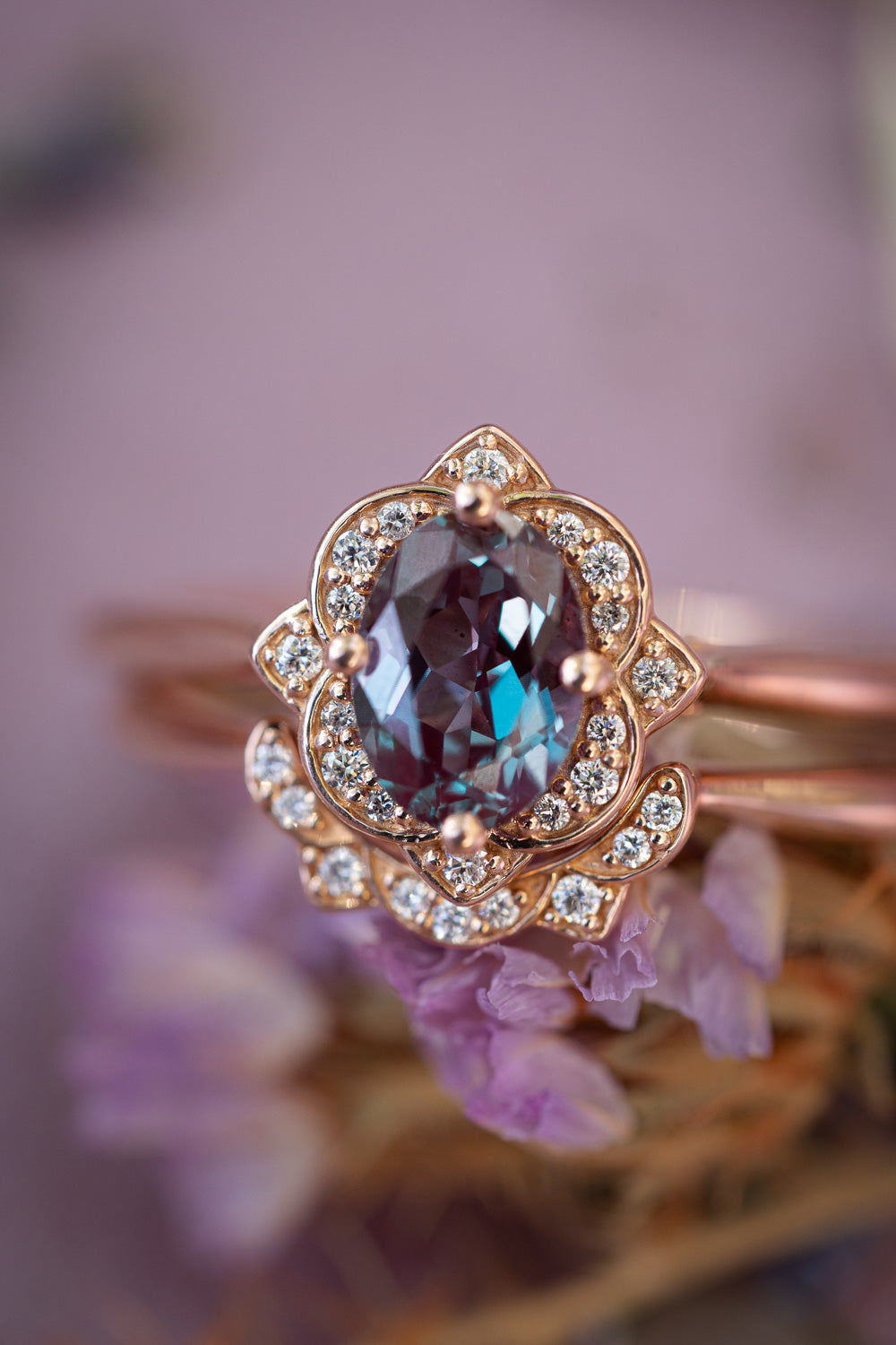 "JANE" - OVAL CUT ENGAGEMENT RING WITH DIAMOND ACCENTS-Staghead Designs