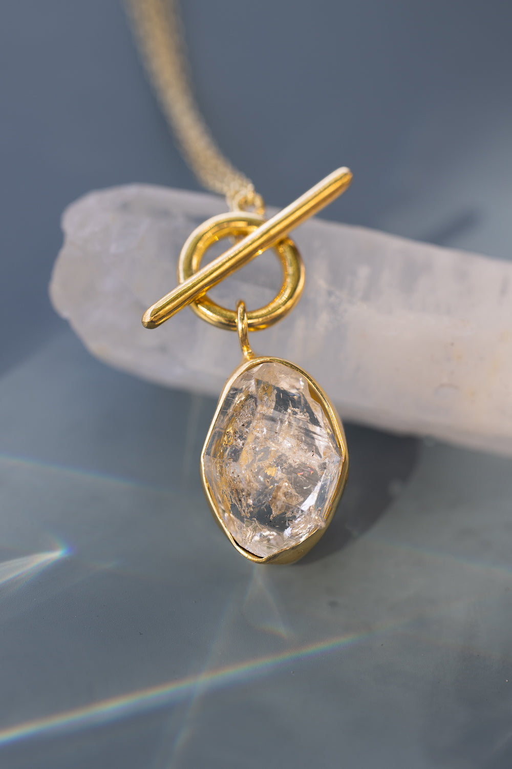 HERKIMER COLLECTION - 18K GOLD VERMEIL NECKLACE WITH HERKIMER DIAMOND QUARTZ - BY JORGE REVILLA-Staghead Designs
