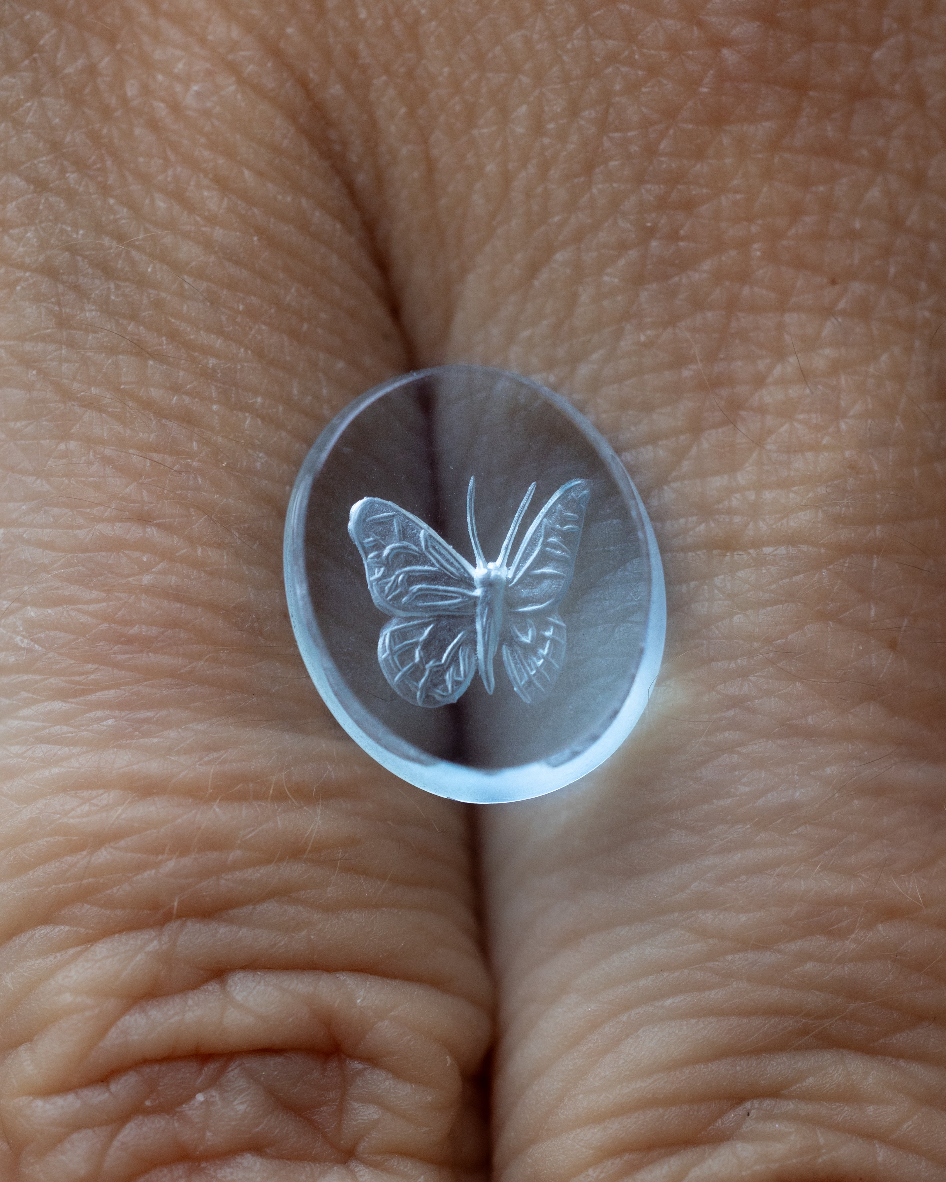 4.95ct 12.05x10.16x3.19mm BUTTERFLY CARVED SWISS BLUE TOPAZ-Staghead Designs