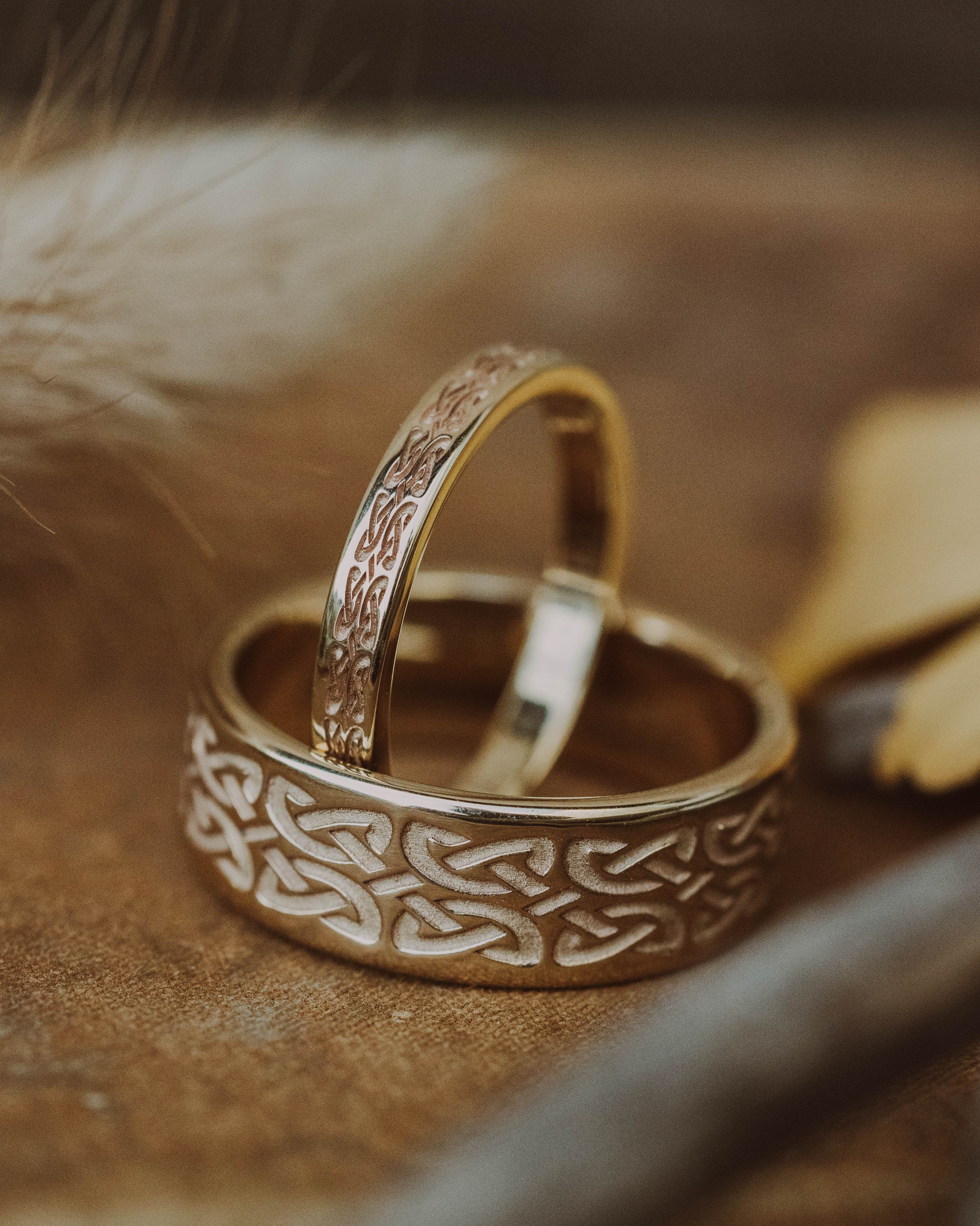 CELTIC LOVE KNOT ENGRAVED WEDDING BAND-Staghead Designs