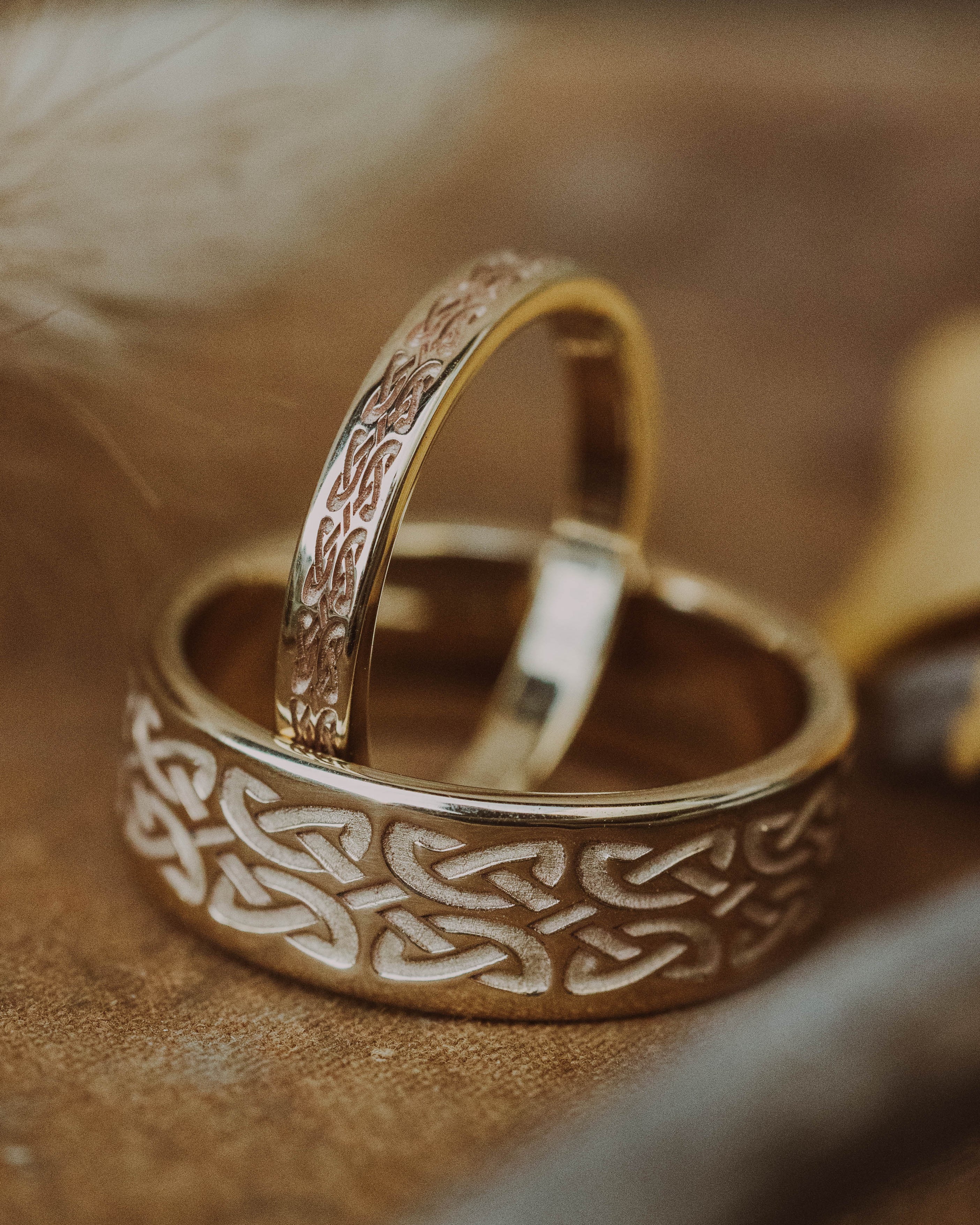CELTIC LOVE KNOT ENGRAVED WEDDING BAND-Staghead Designs