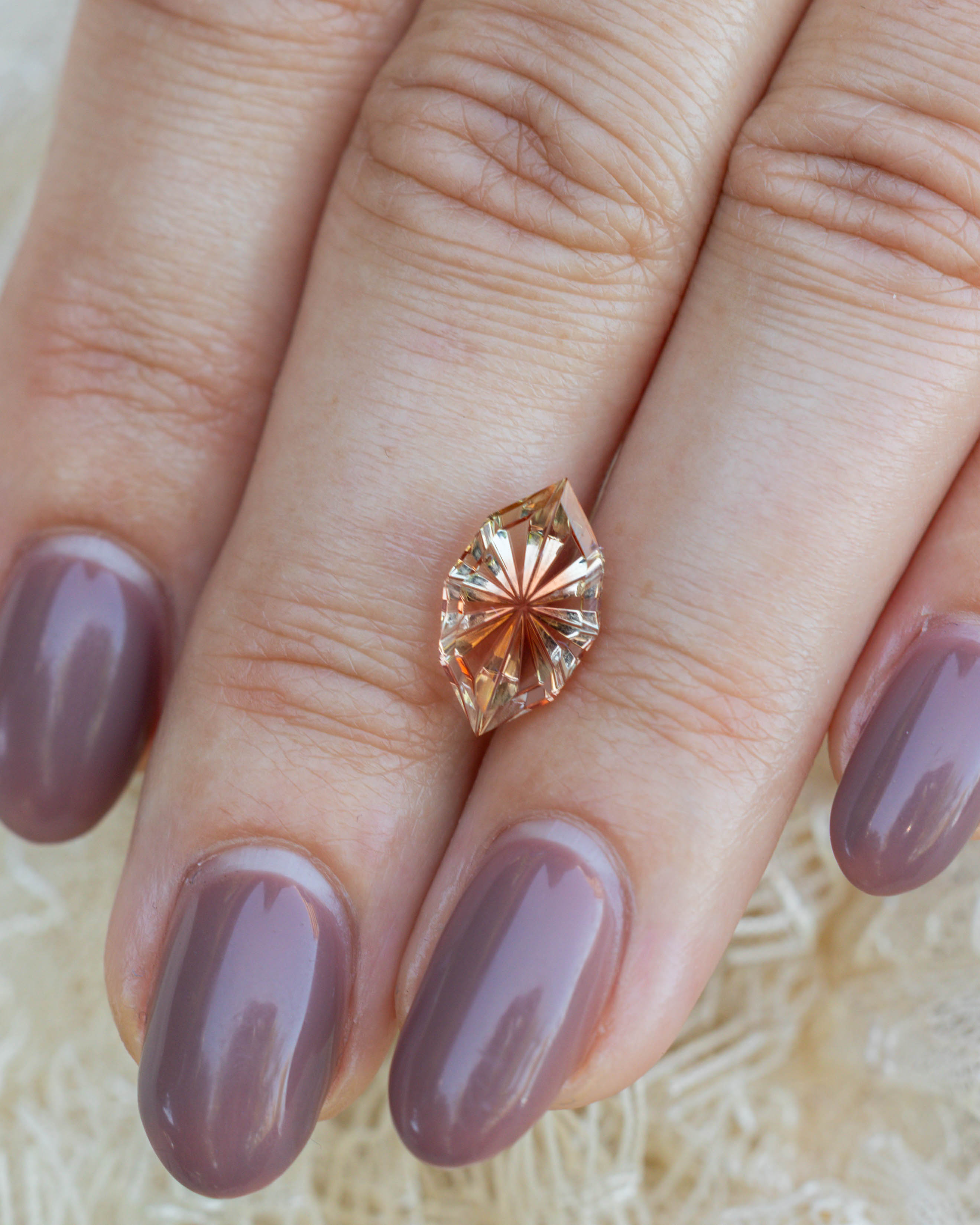 2.44ct 13.8x8.2x3.2mm Dutch Marquise Fantasy Cut Oregon Sunstone-Staghead Designs