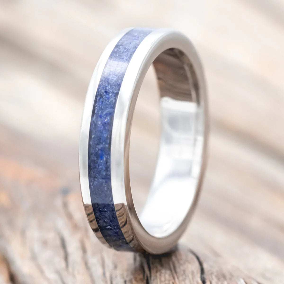 "Eterna" - Lapis Lazuli Stacking Band - Titanium (4mm) - Size 4