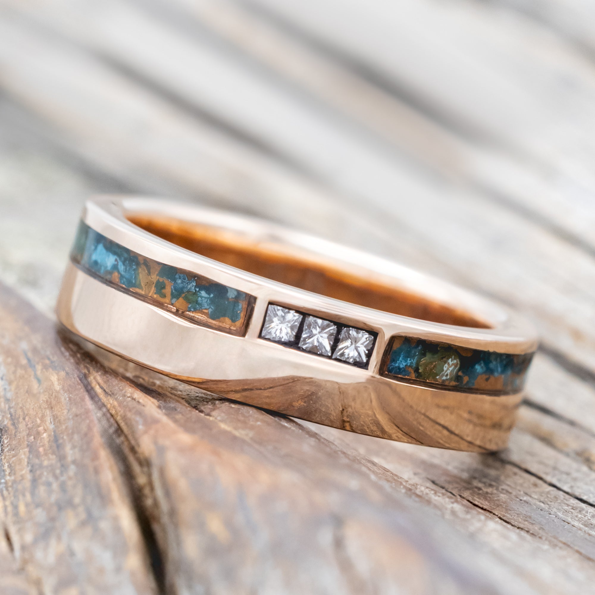 "JULIAN" - PATINA COPPER & DIAMOND WEDDING BAND