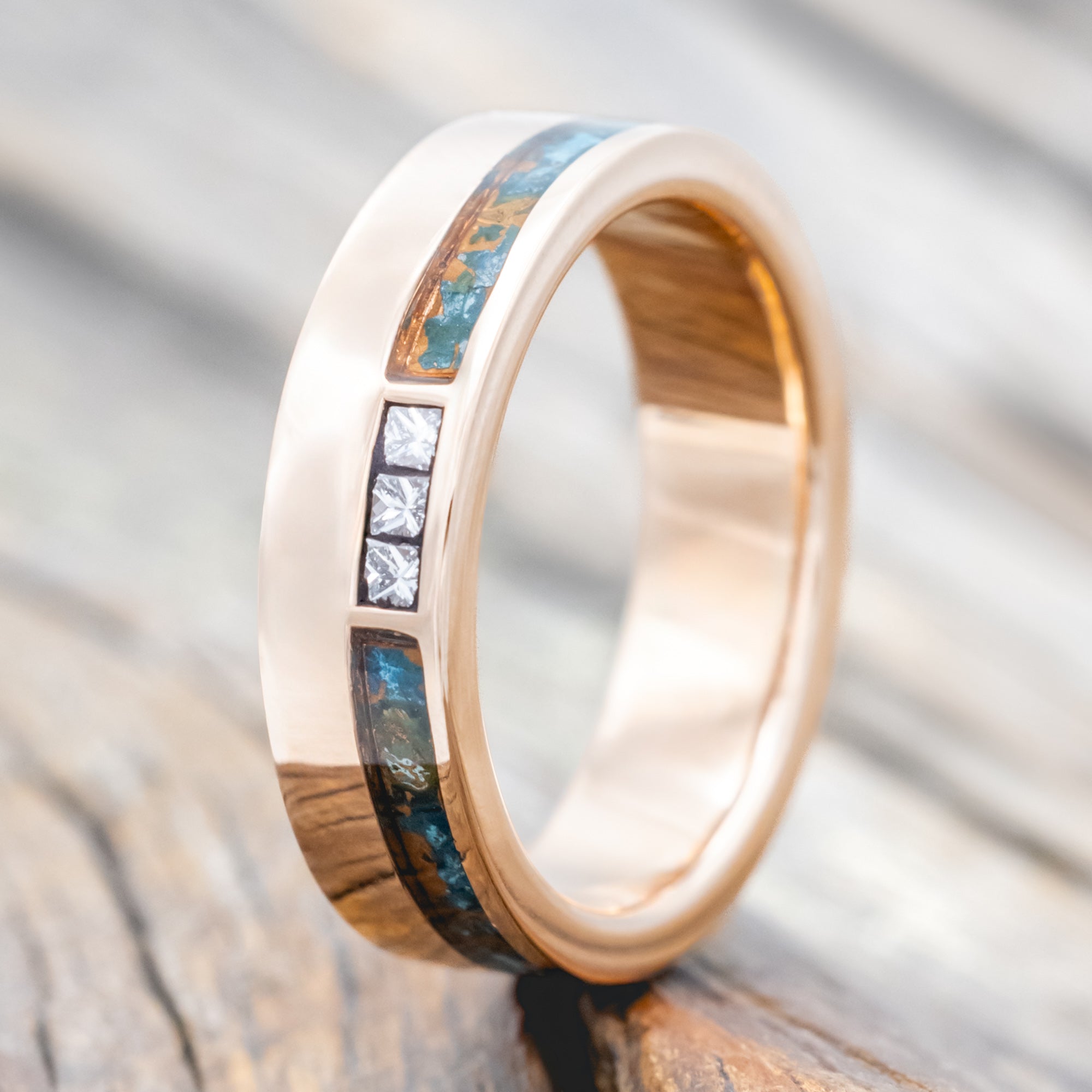 "JULIAN" - PATINA COPPER & DIAMOND WEDDING BAND
