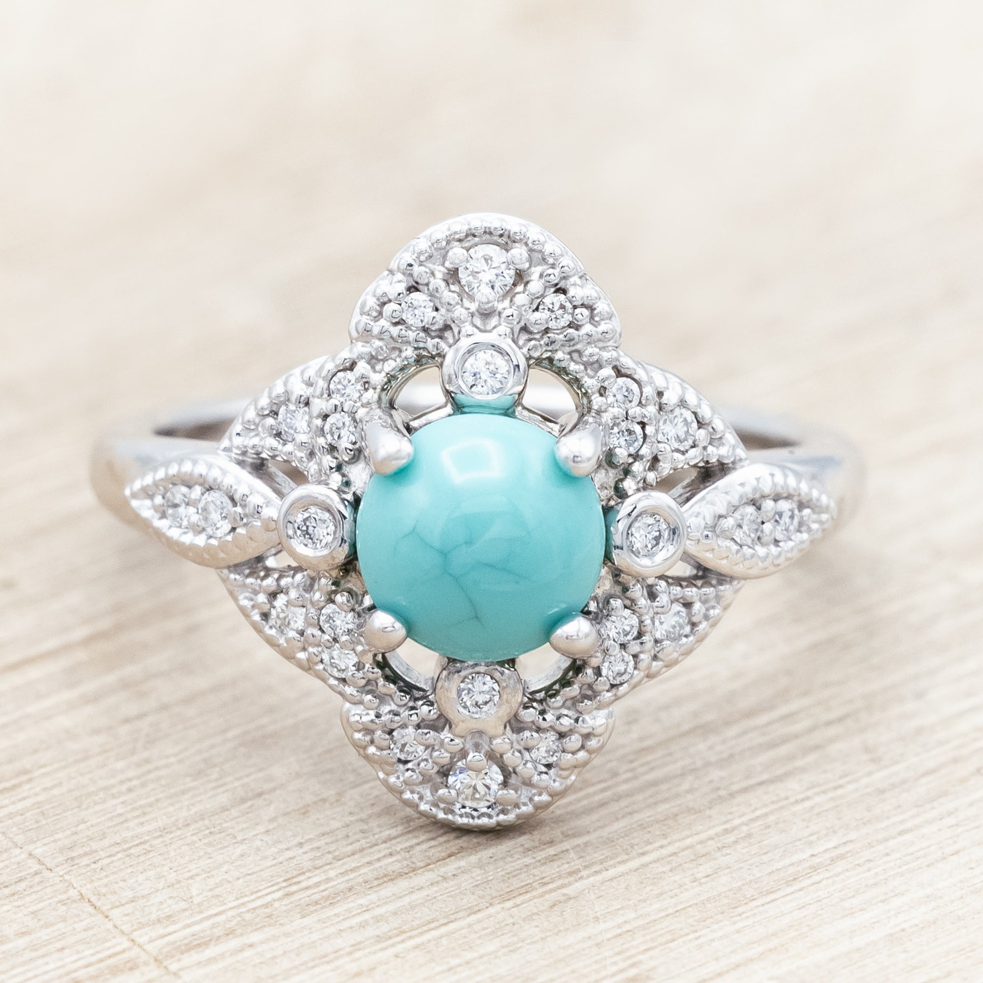 "FLORENCE" - ROUND CUT ENGAGEMENT RING WITH DIAMOND ACCENTS