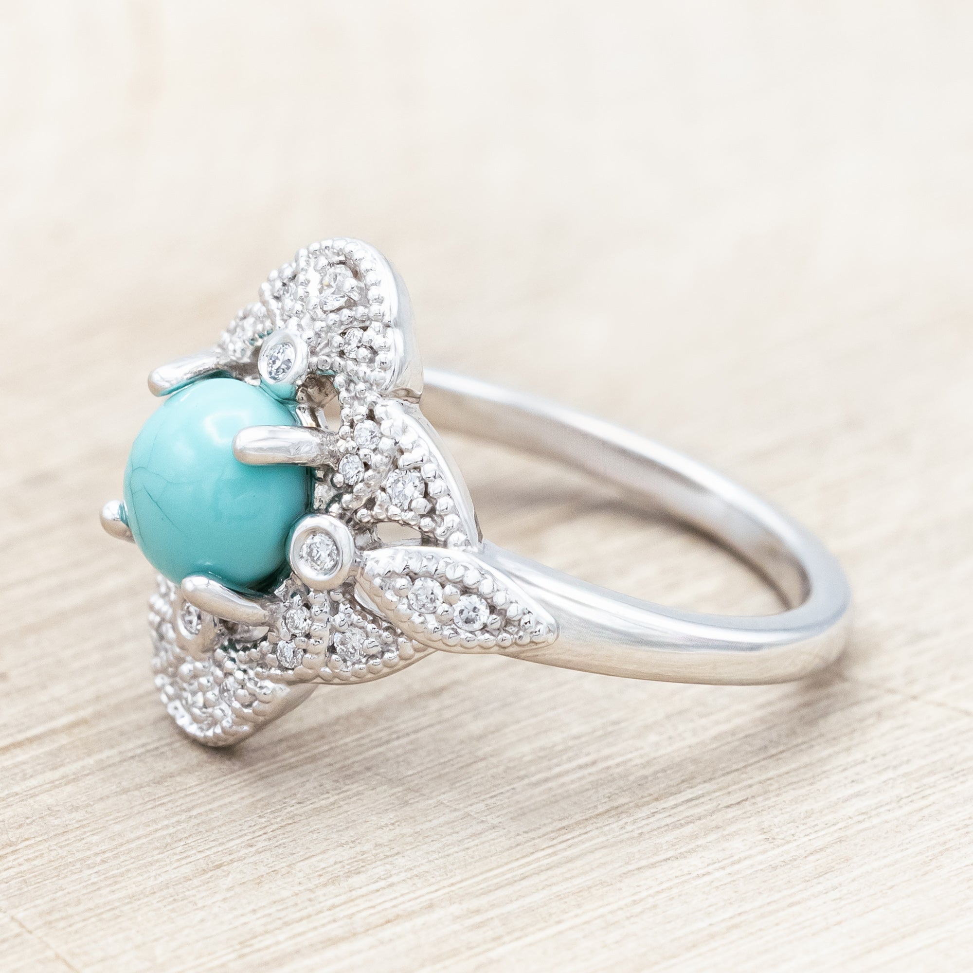 "FLORENCE" - ROUND CUT ENGAGEMENT RING WITH DIAMOND ACCENTS