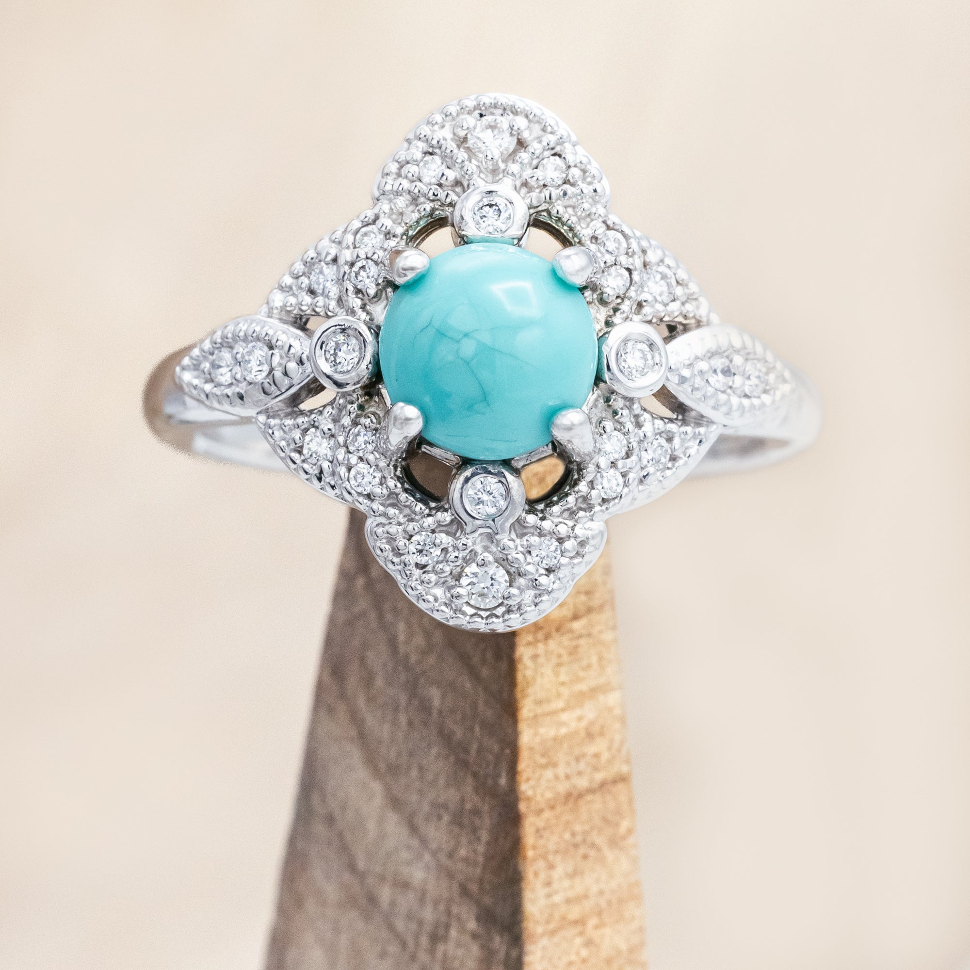 "FLORENCE" - ROUND CUT ENGAGEMENT RING WITH DIAMOND ACCENTS