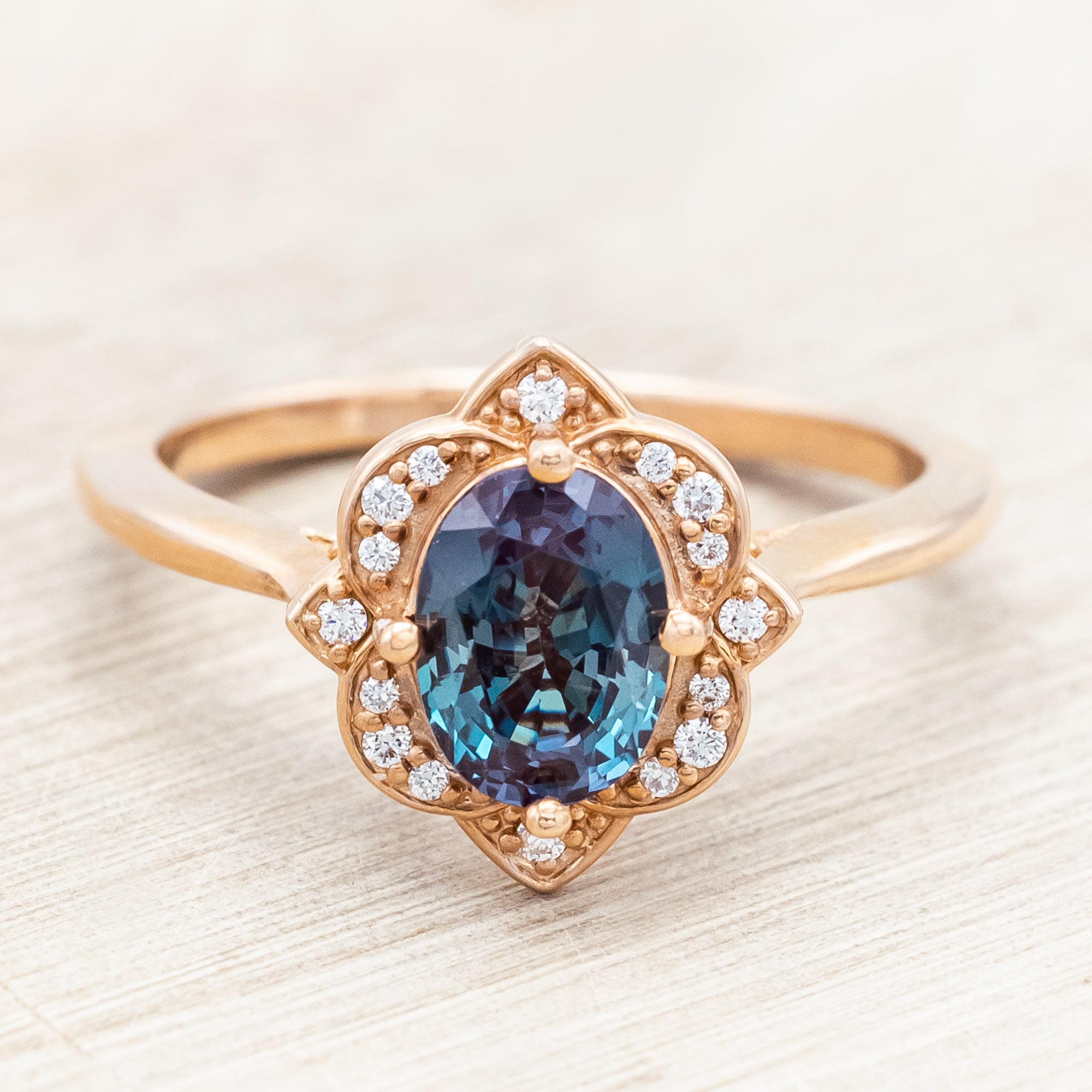 "JANE" - OVAL CUT ENGAGEMENT RING WITH DIAMOND ACCENTS-Staghead Designs