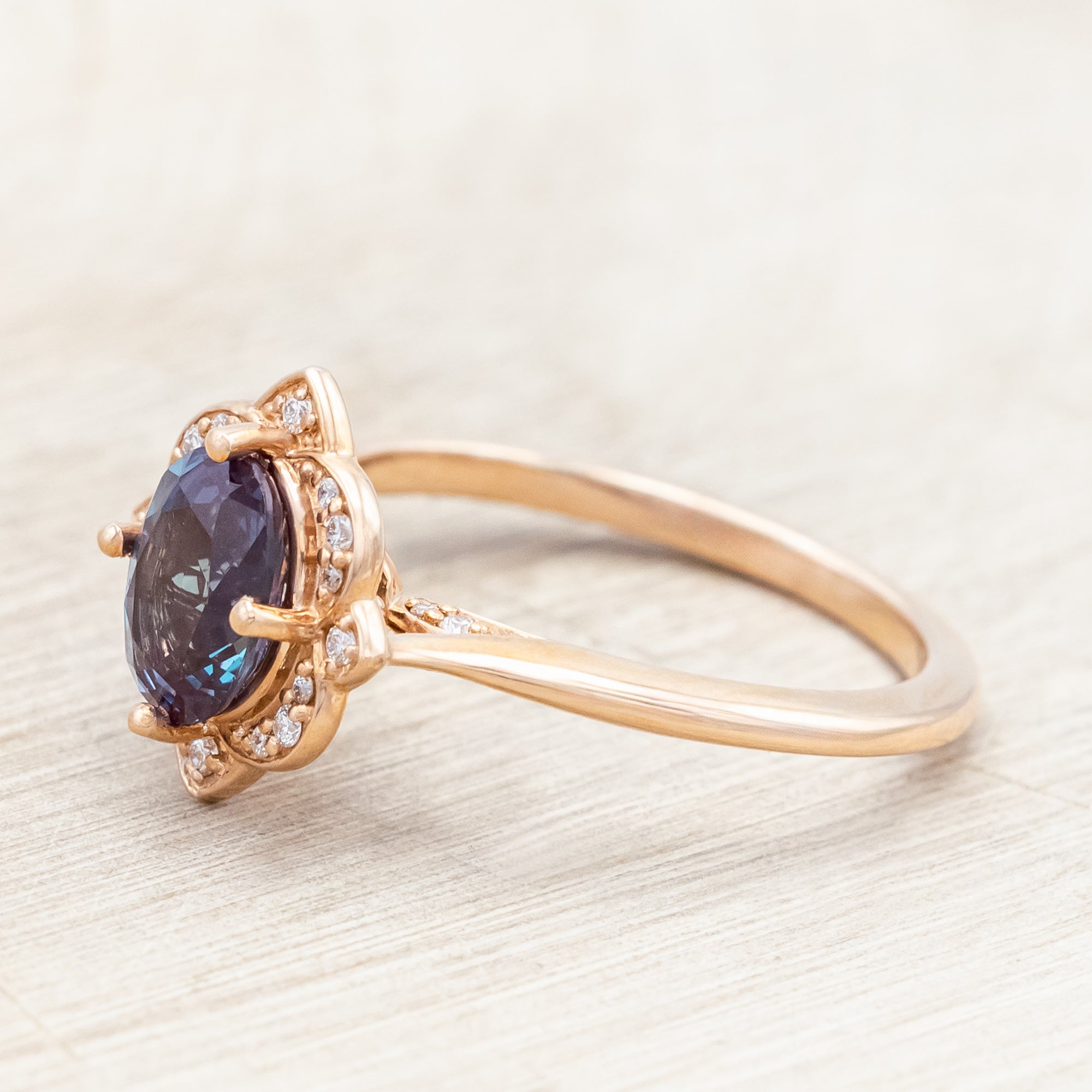 "JANE" - OVAL CUT ENGAGEMENT RING WITH DIAMOND ACCENTS-Staghead Designs